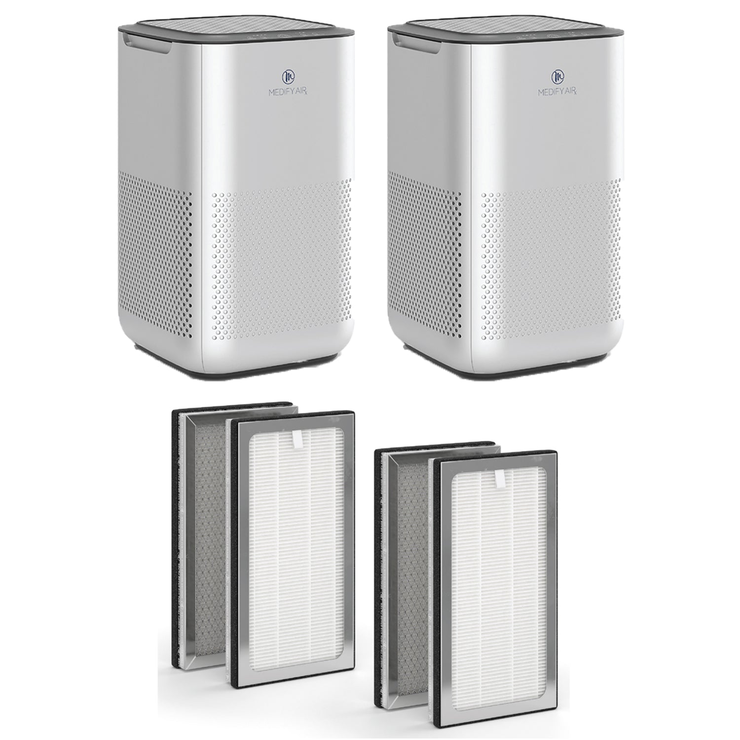 Medify Air MA-15 Tabletop Air Purifier (2 Pack) w/ Replacement Filters (4 Pack)