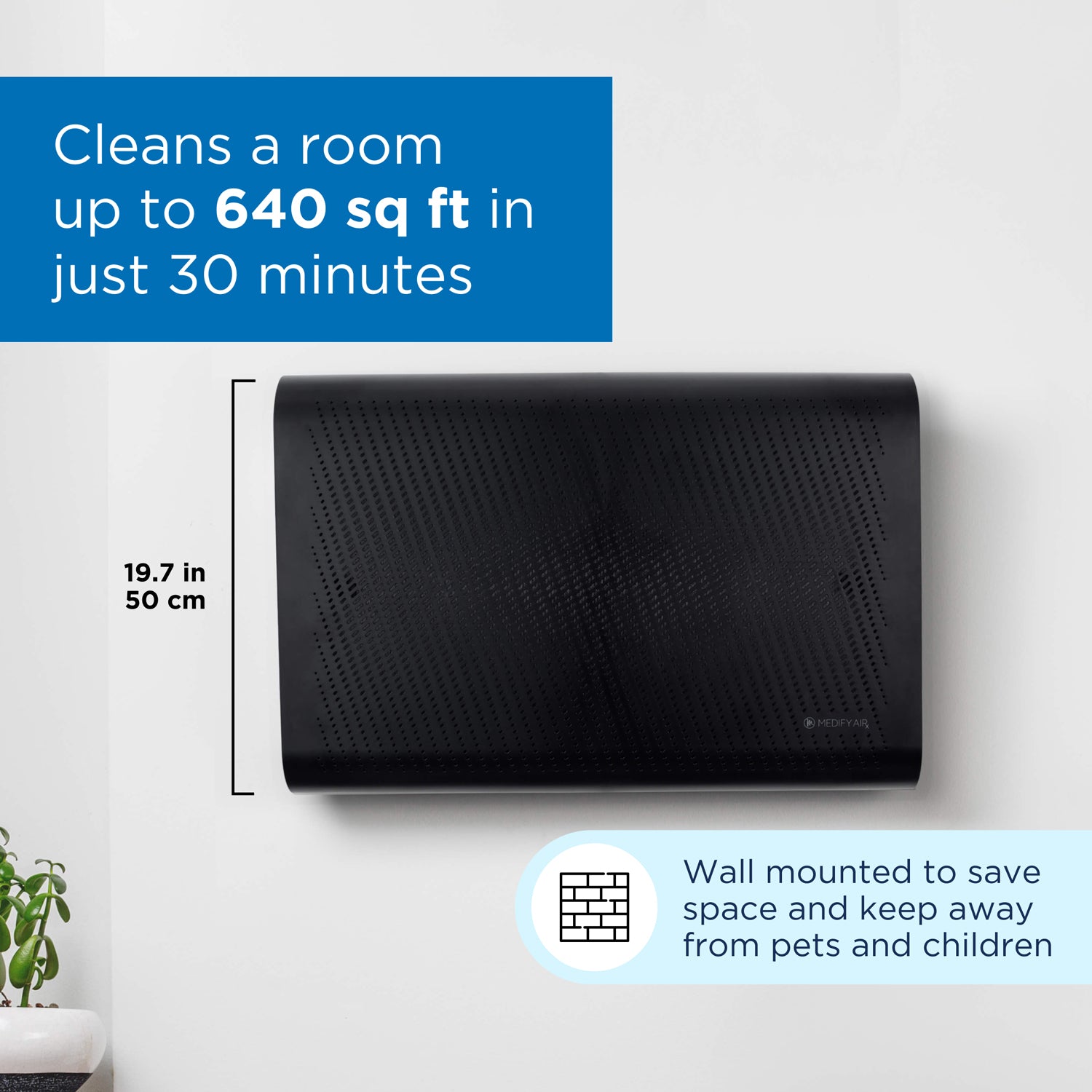 Medify Air HEPA Wall Mounted Air Purifier Bundle w/ Replacement Filter (1 Pack) - VMInnovations
