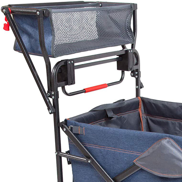 Mac Sports Collapsible Folding Heavy Duty Push Pull Utility Cart Wagon, Blue - VMInnovations