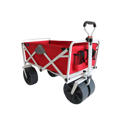 Mac Sports Collapsible Folding All Terrain Outdoor Beach Utility Wagon Cart, Red