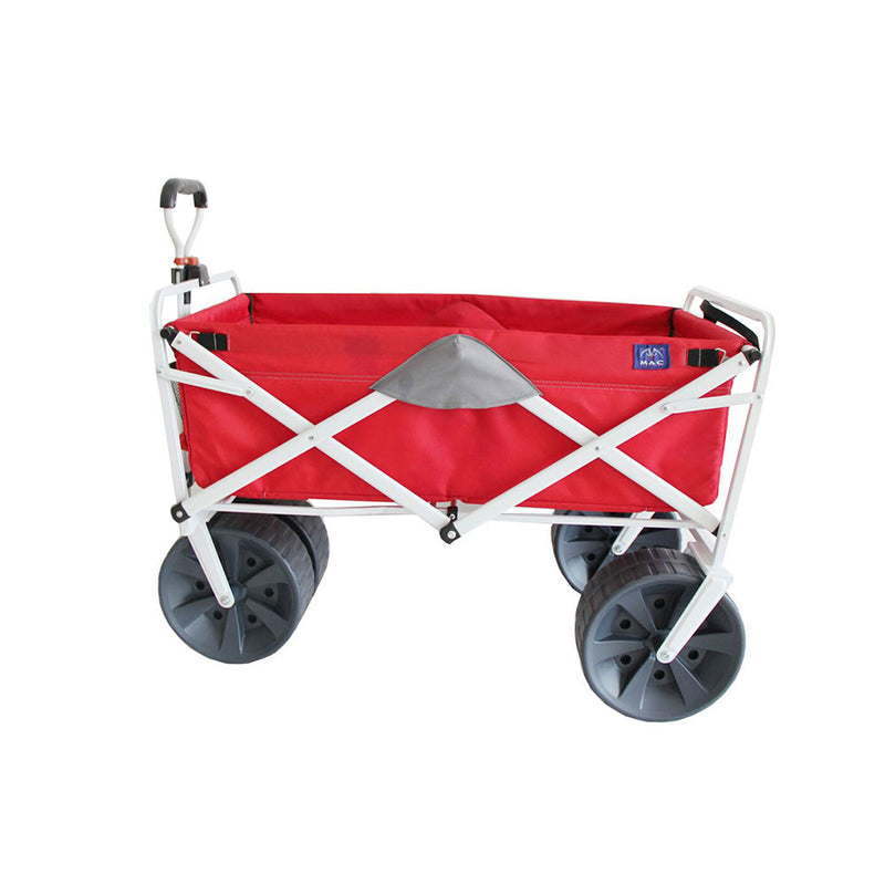 Mac Sports Collapsible Folding All Terrain Outdoor Beach Utility Wagon Cart, Red