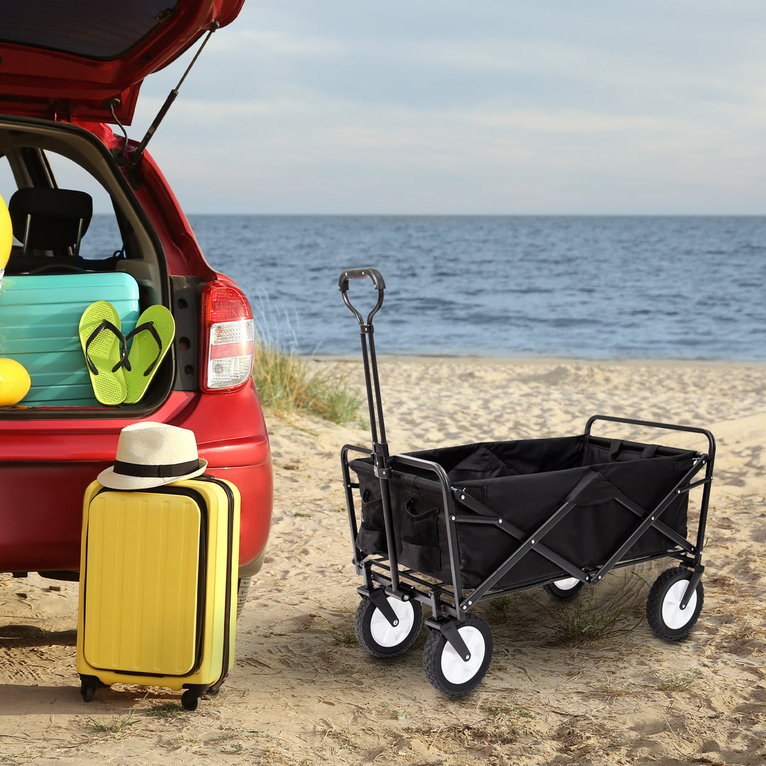 Mac Sports Collapsible Folding Outdoor Utility Garden Camping Wagon Cart, Black - VMInnovations