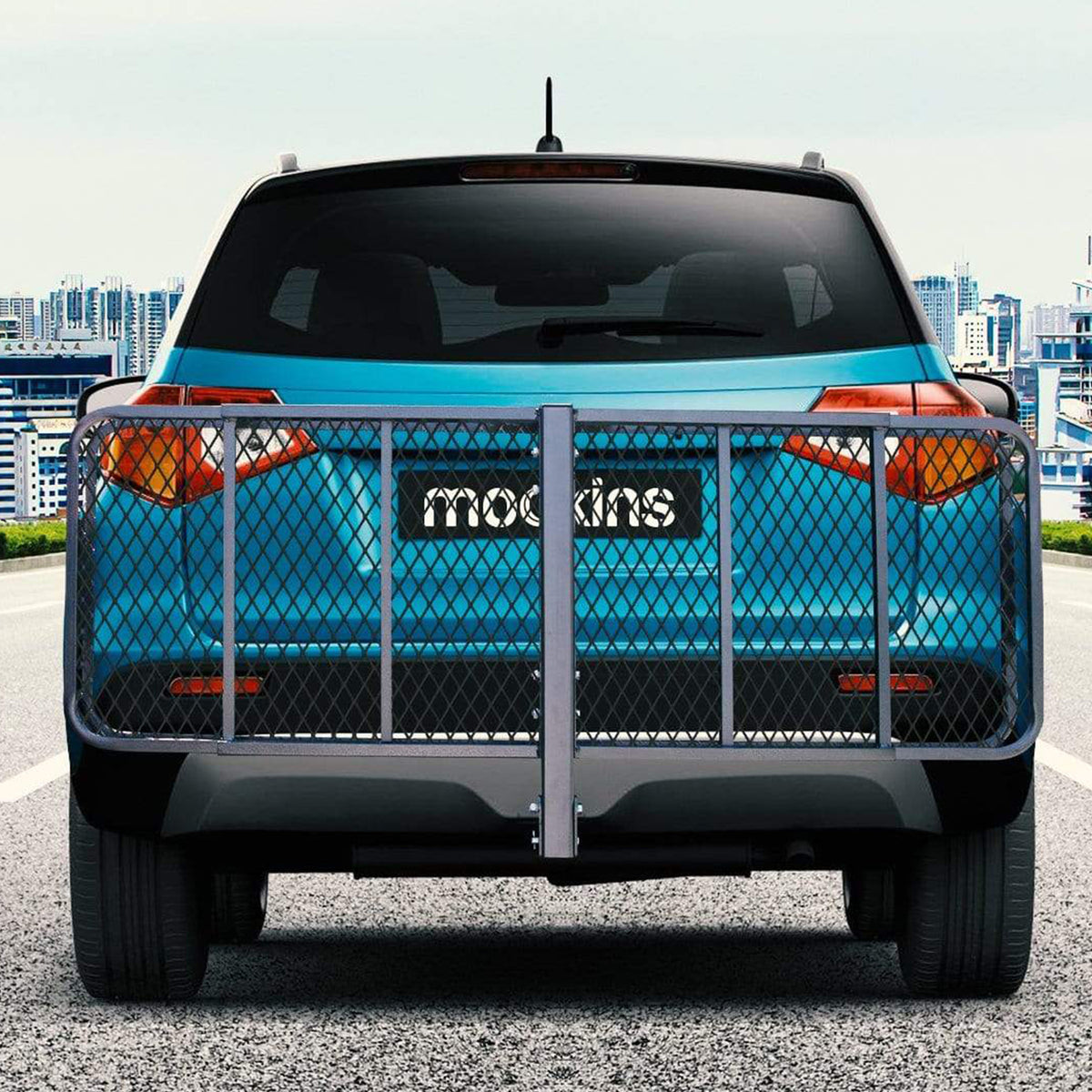 Mockins 60 x 20 Inch Hitch Mount Cargo Carrier w/ Bag, Stabilizer, Straps, & Net (Refurbished)