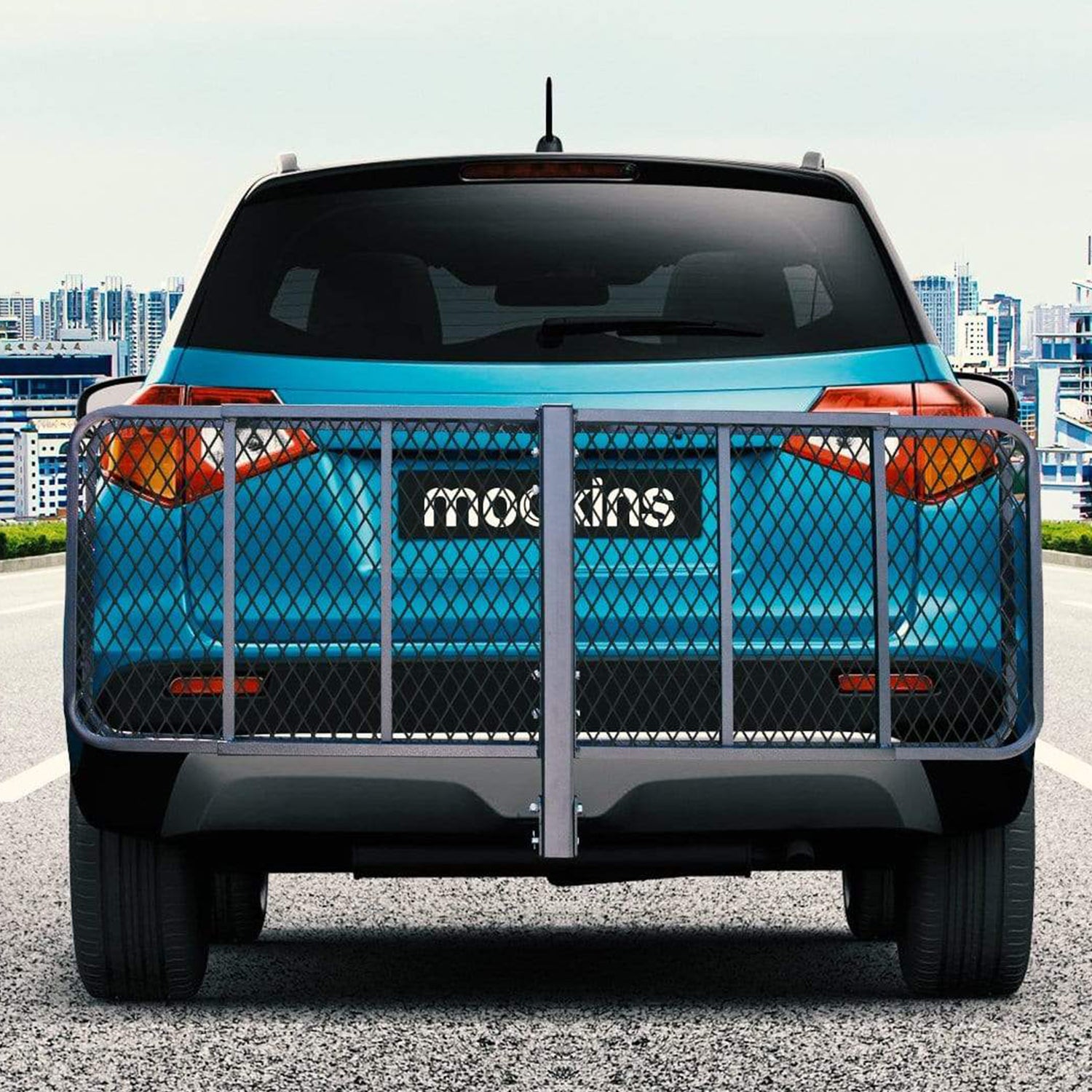 Mockins 60 x 20 Inch Hitch Mount Cargo Carrier w/ Bag, Stabilizer, Straps, & Net (Refurbished)