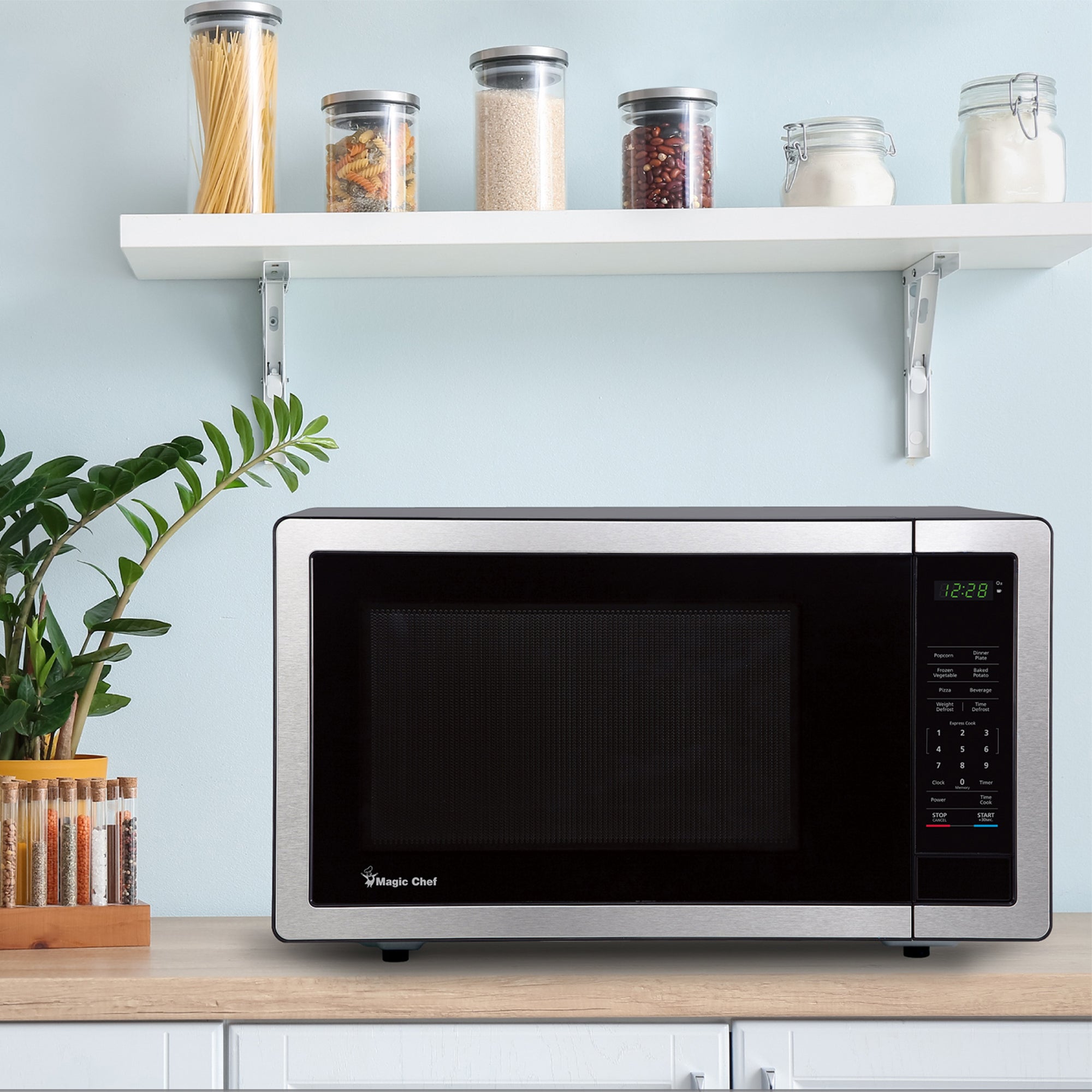 Magic Chef 1000 Watt 1.1 Cubic Feet Digital Touch Microwave, Silver (Damaged) - VMInnovations