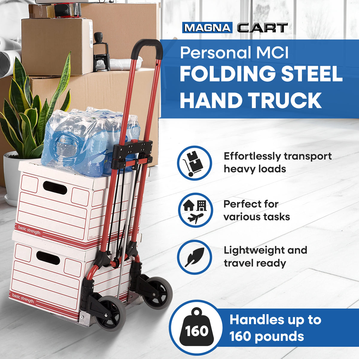 Magna Cart Personal MCI Folding Steel Hand Truck, 160 Pound Capacity (For Parts)