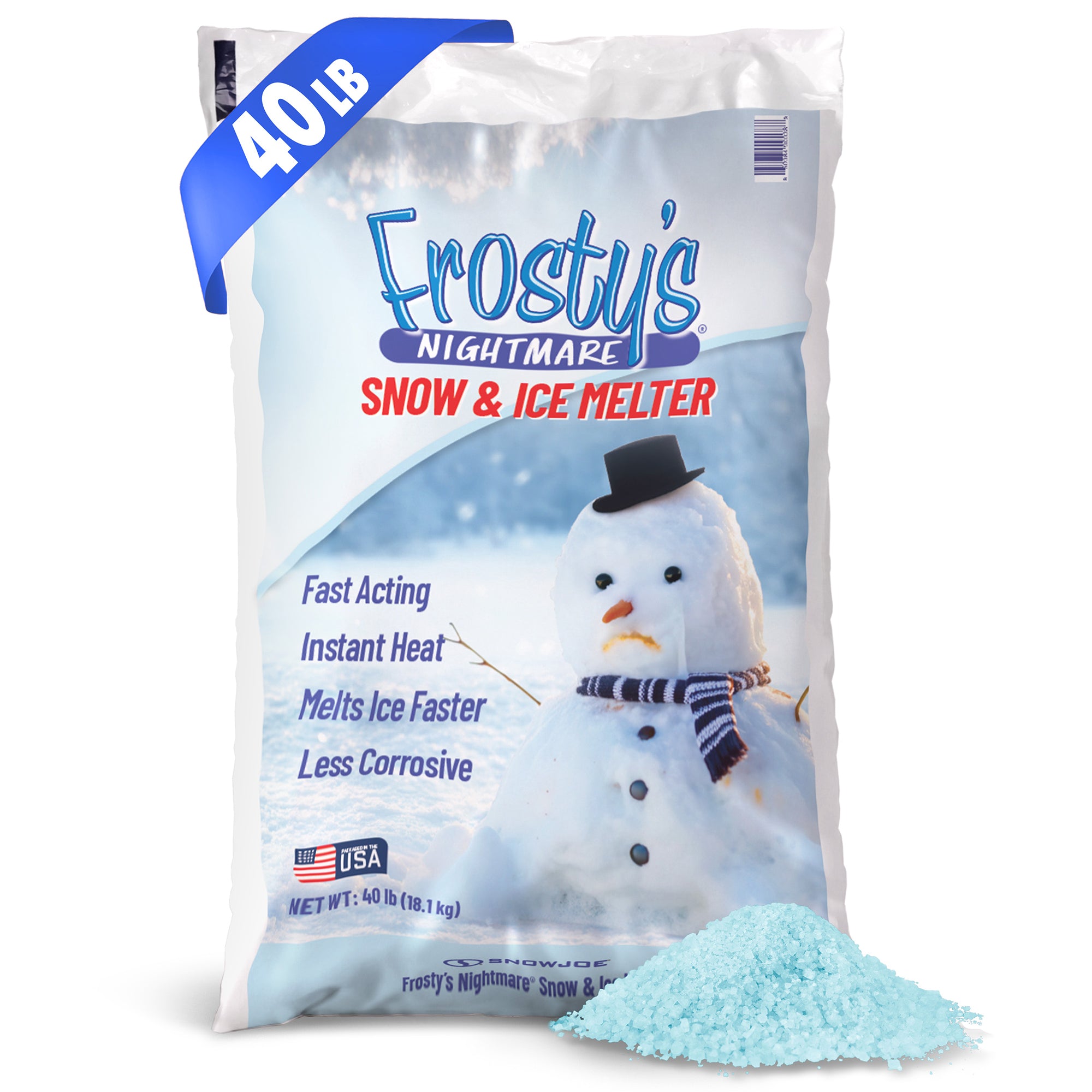 Snow Joe Exclusive Frosty's Nightmare Snow & Ice Melter Blend Pellets - 40 Lb Bag - Ice Remover for Driveway, Concrete, Sidewalk, and Outdoor Spaces