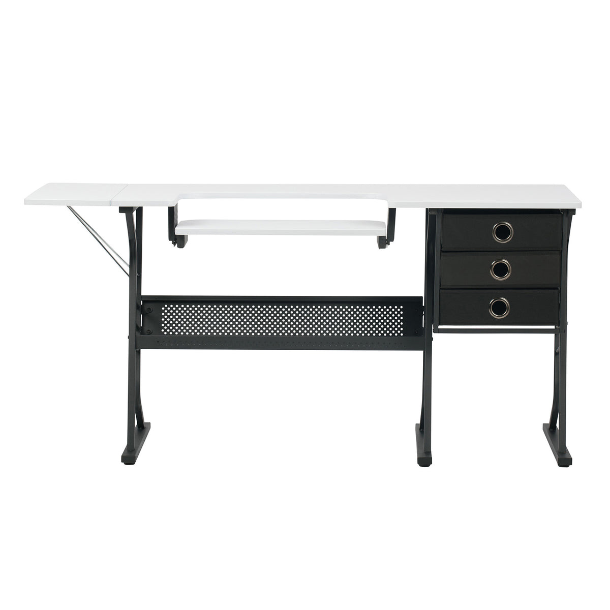 Sew Ready Eclipse Hobby Sewing Table with Storage Drawer and Shelves, Black