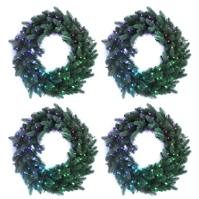 Twinkly Pre-Lit Wreath App-controlled 2-Ft LED Christmas Wreath 50 RGB+W(4 Pack)