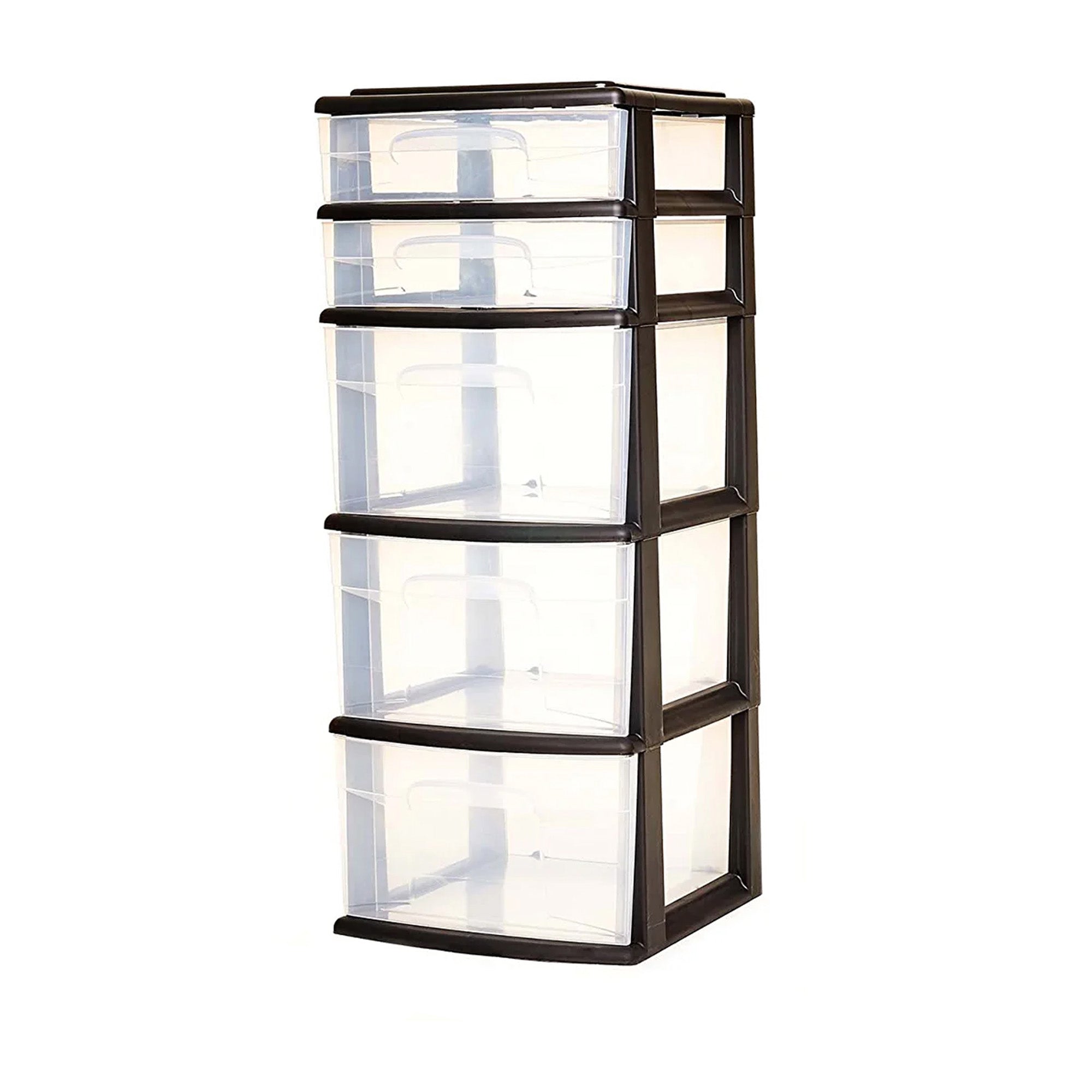 Homz Plastic 5 Clear Drawer Medium Home Storage Container, Black Frame (Used) - VMInnovations