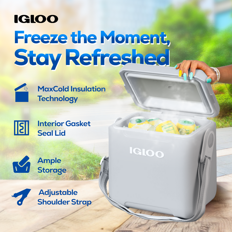 Igloo 11 Quart Tag Along Too Insulated Strapped Picnic Style Cooler, Light Gray