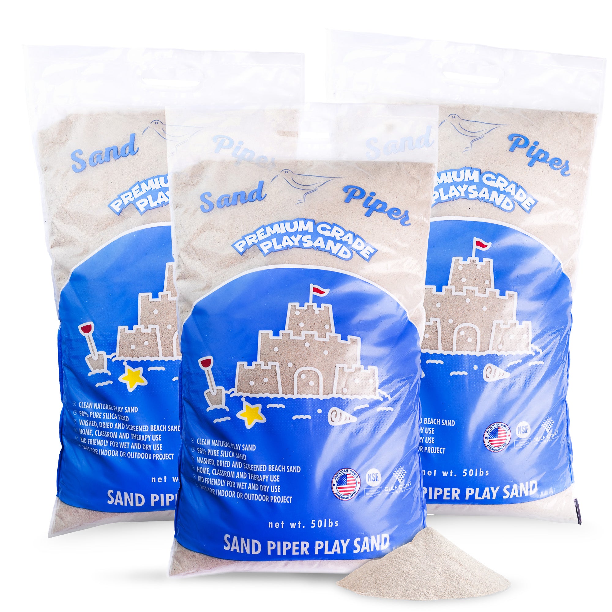 SandPiper 50lb Premium Grade Multi-Use Play Sand, Chemical Free Formula, 3 Pack - VMInnovations