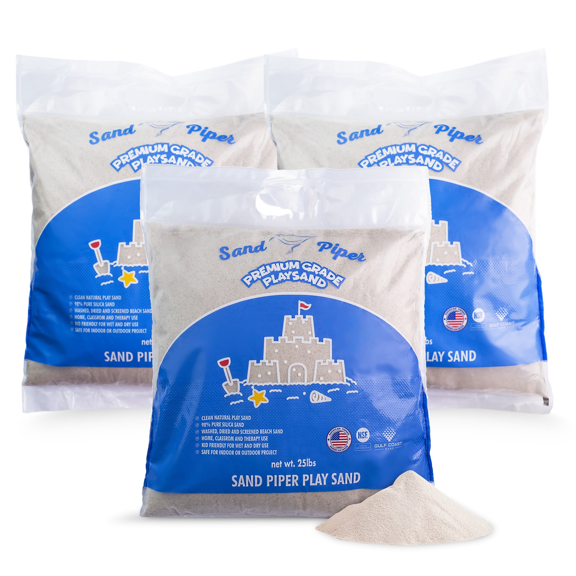 SandPiper 25Lb Premium Grade Multi-Use Play Sand w/Chemical Free Formula, 3 Pack