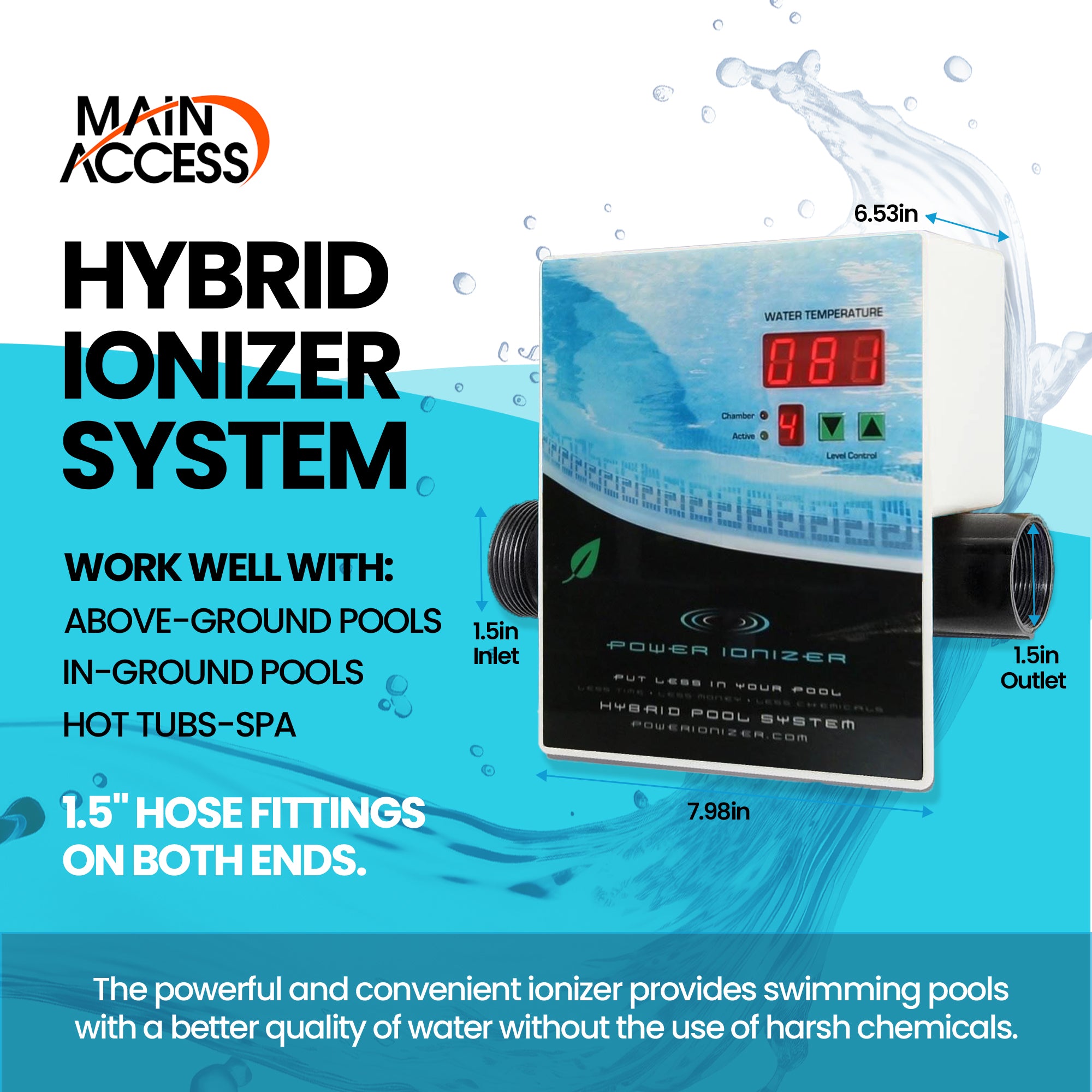 Main Access Power Hybrid Complete Swimming Pool Care System - VMInnovations