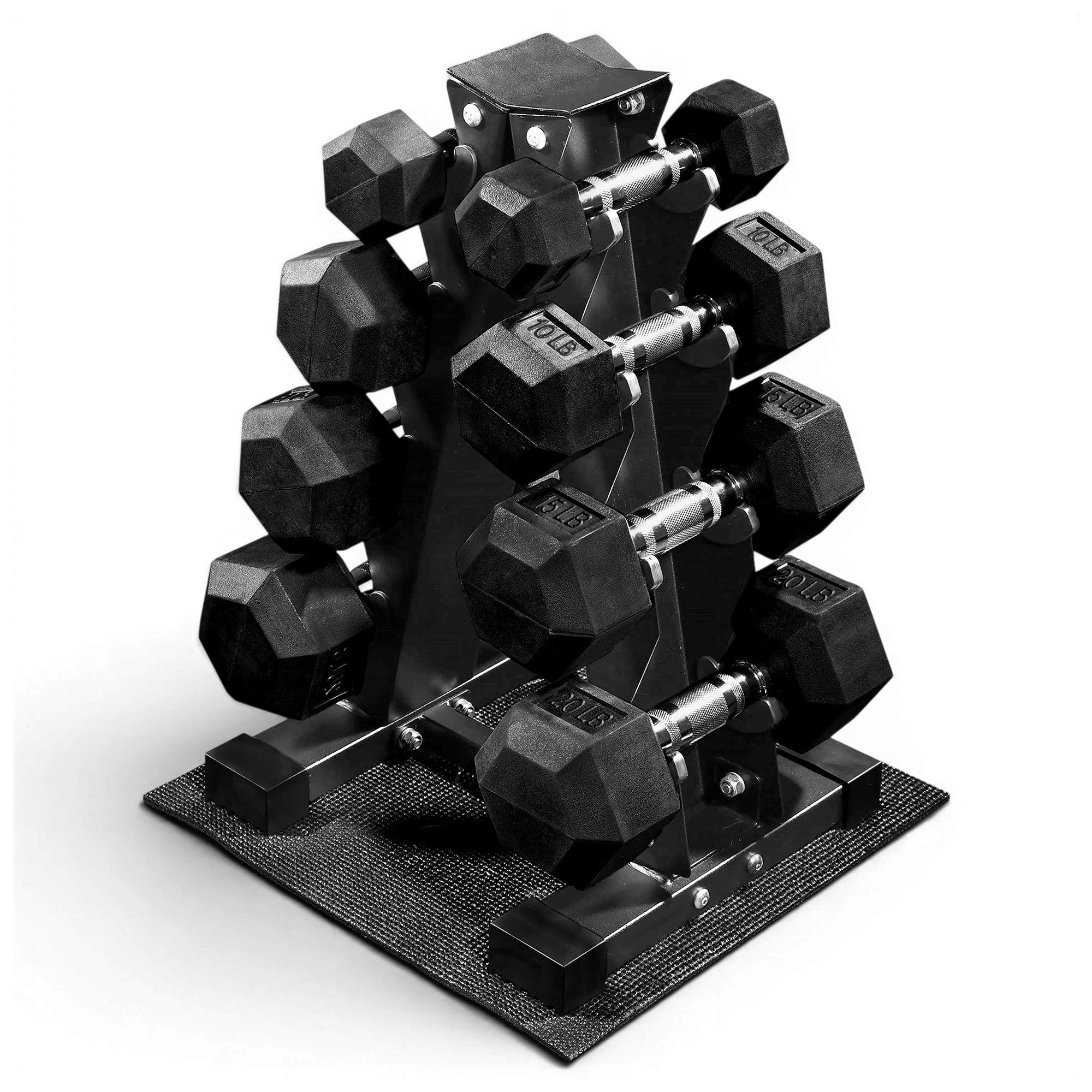 BalanceFrom Dumbbell Set with Stand, Rubber Encased Home Gym Hand Weights, 100lb