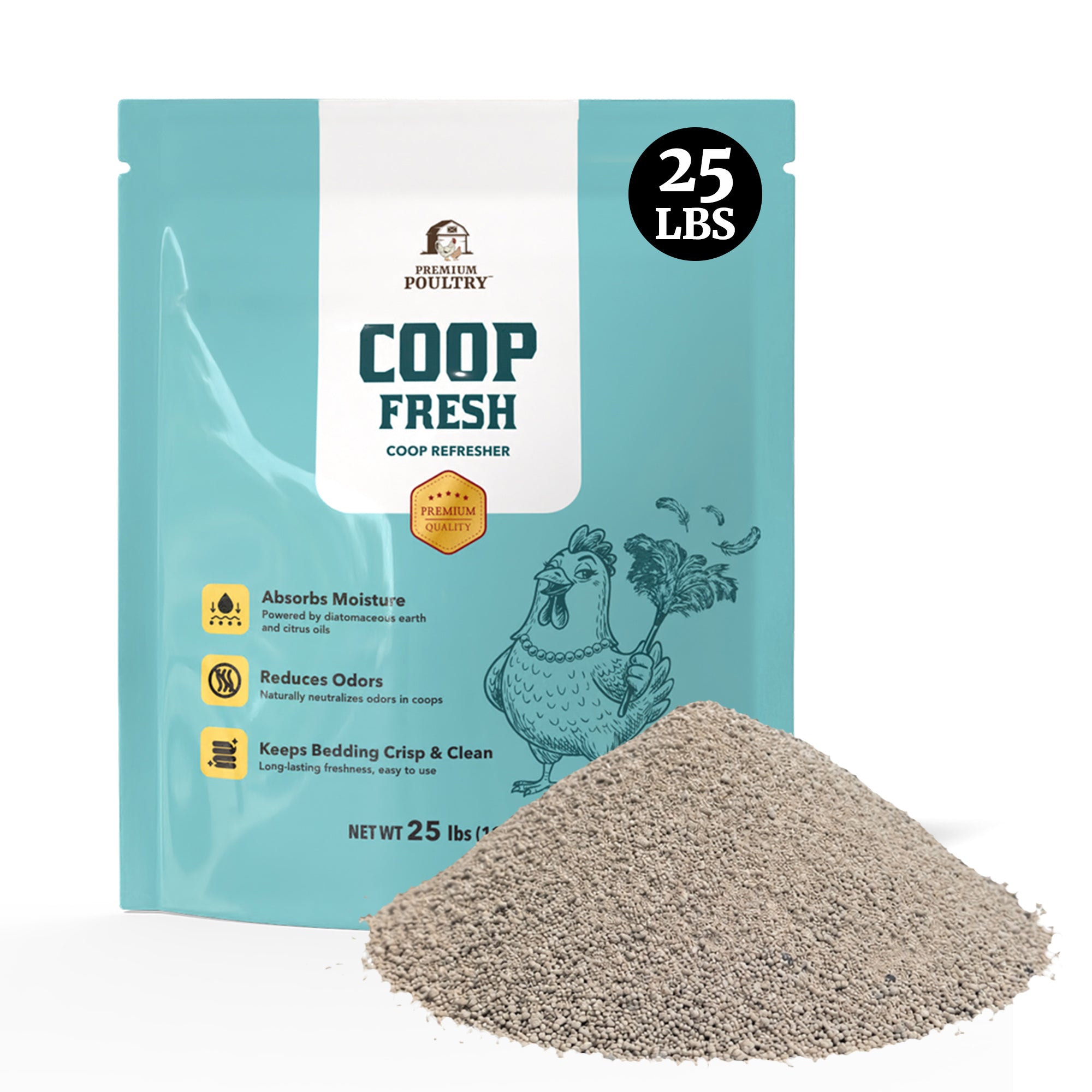 Premium Poultry Coop Fresh Odor, Moisture Control for Chicken Coop, 25lb, 2 Pack - VMInnovations