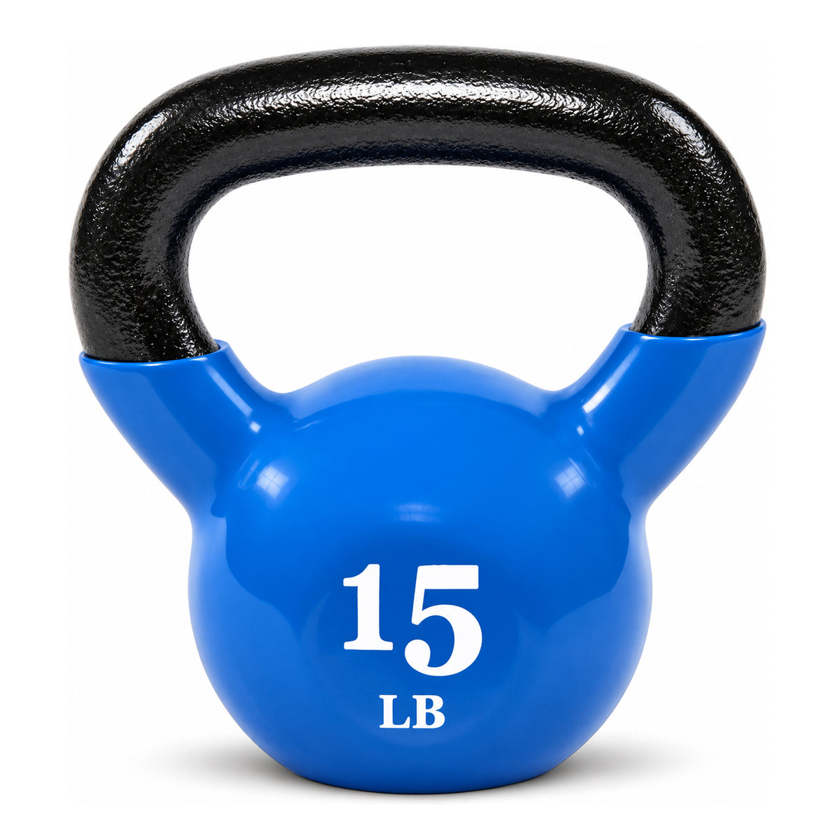 Fitvids 15 lb Vinyl-Coated Kettlebell W Handle for Strength Training, (Open Box)