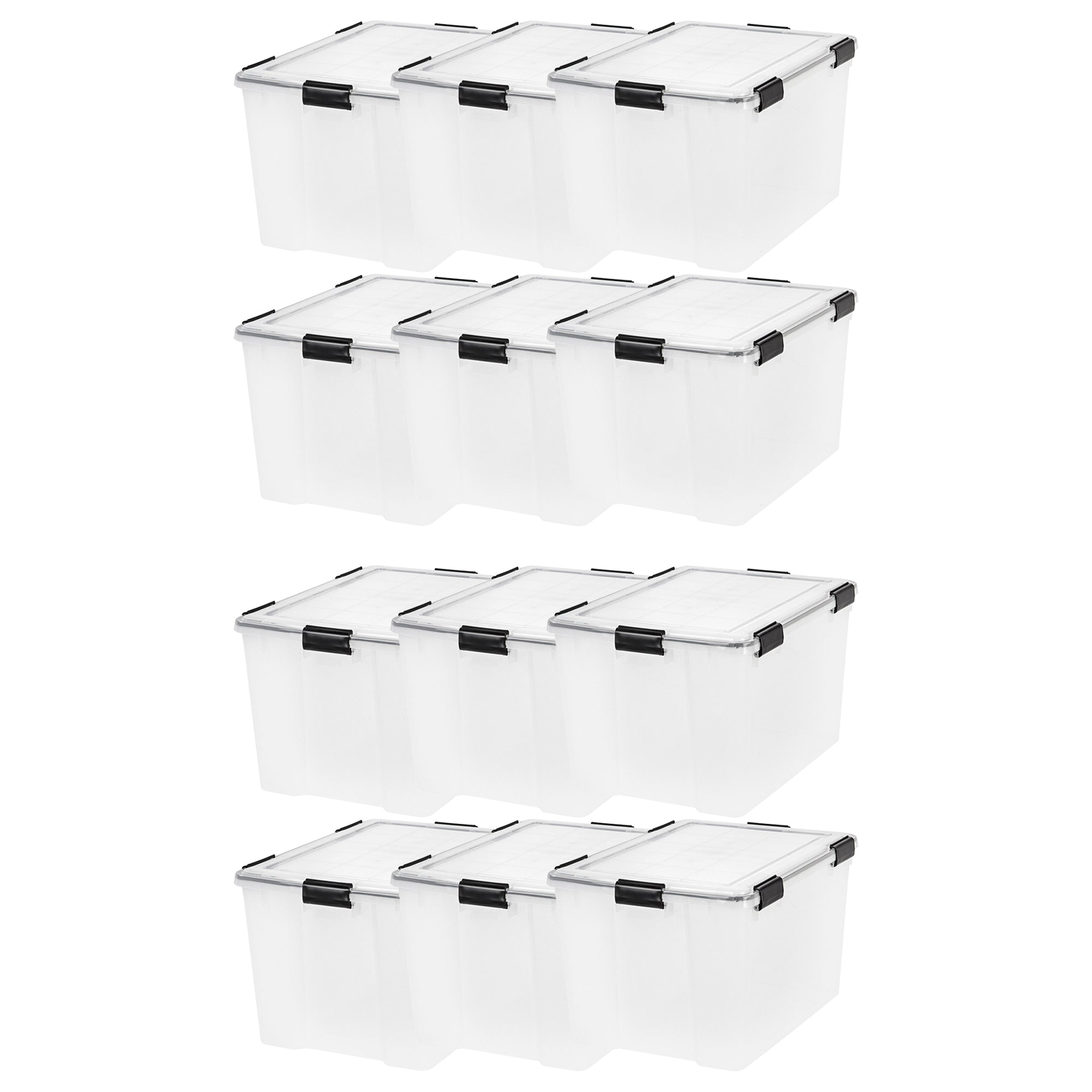 IRIS USA Weathertight 74 Quart Buckle Down Storage Latch Box Container (12 Pack)