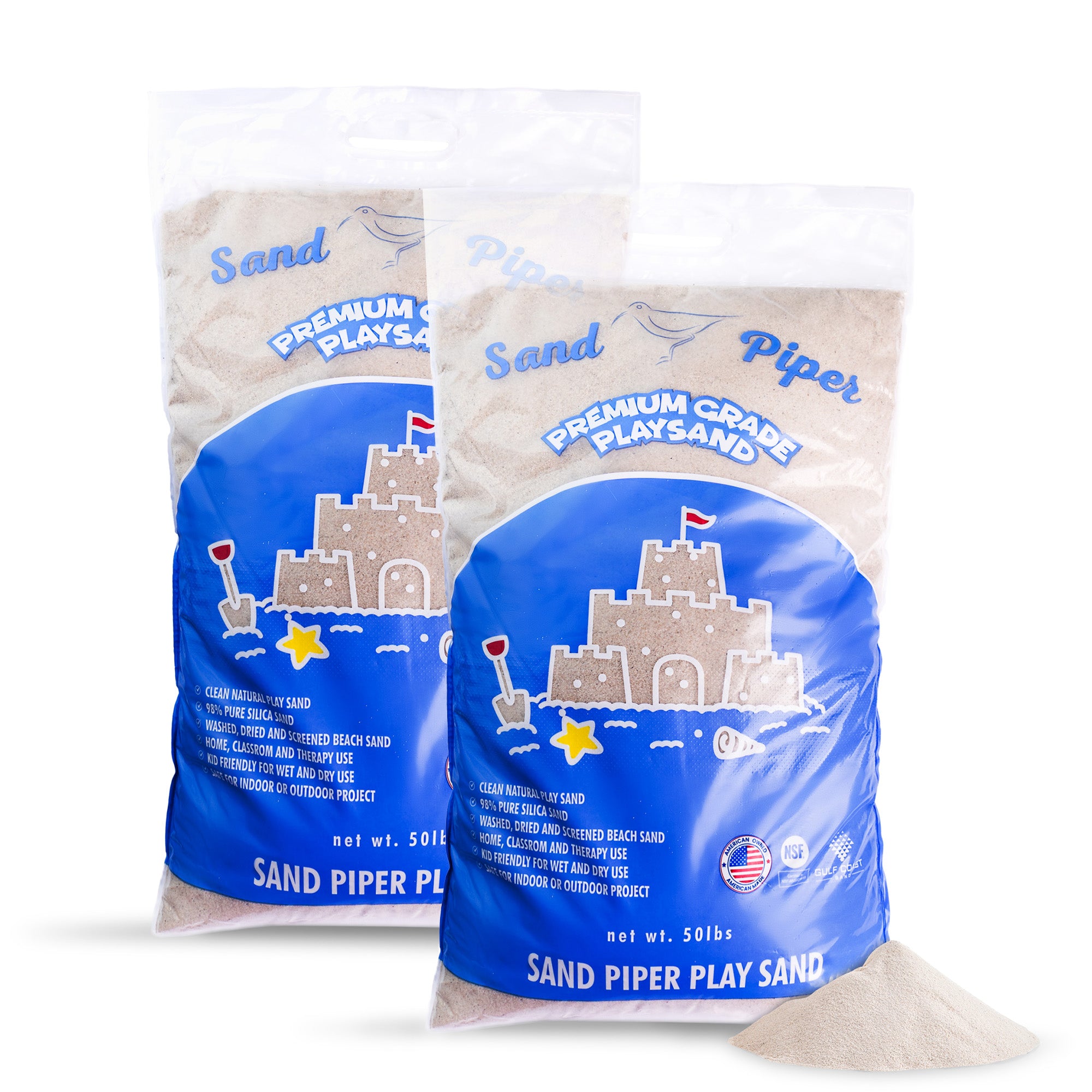 SandPiper 50lb Premium Grade Multi-Use Play Sand, Chemical Free Formula, 2 Pack - VMInnovations