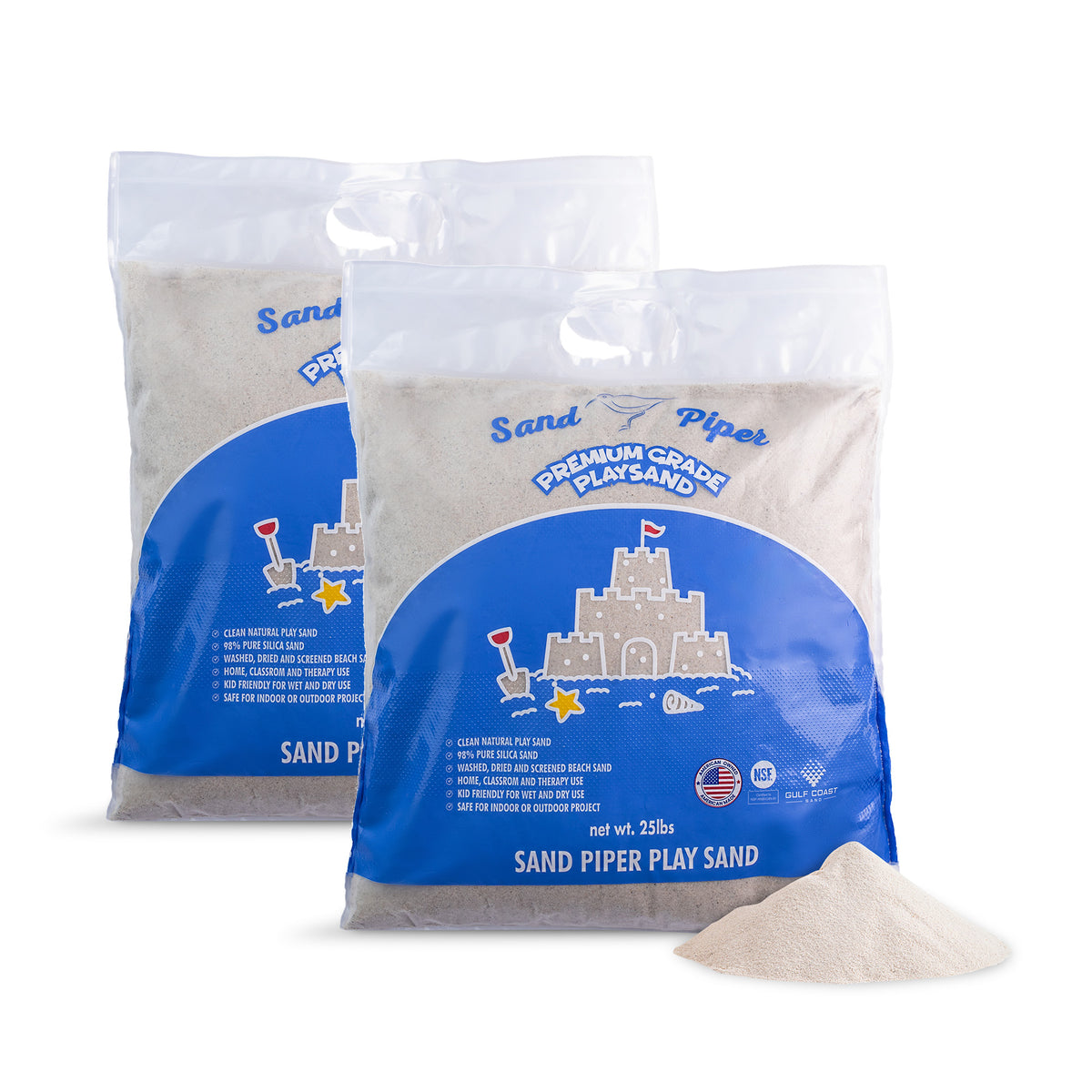 SandPiper 25Lb Premium Grade Multi-Use Play Sand w/Chemical Free Formula, 2 Pack