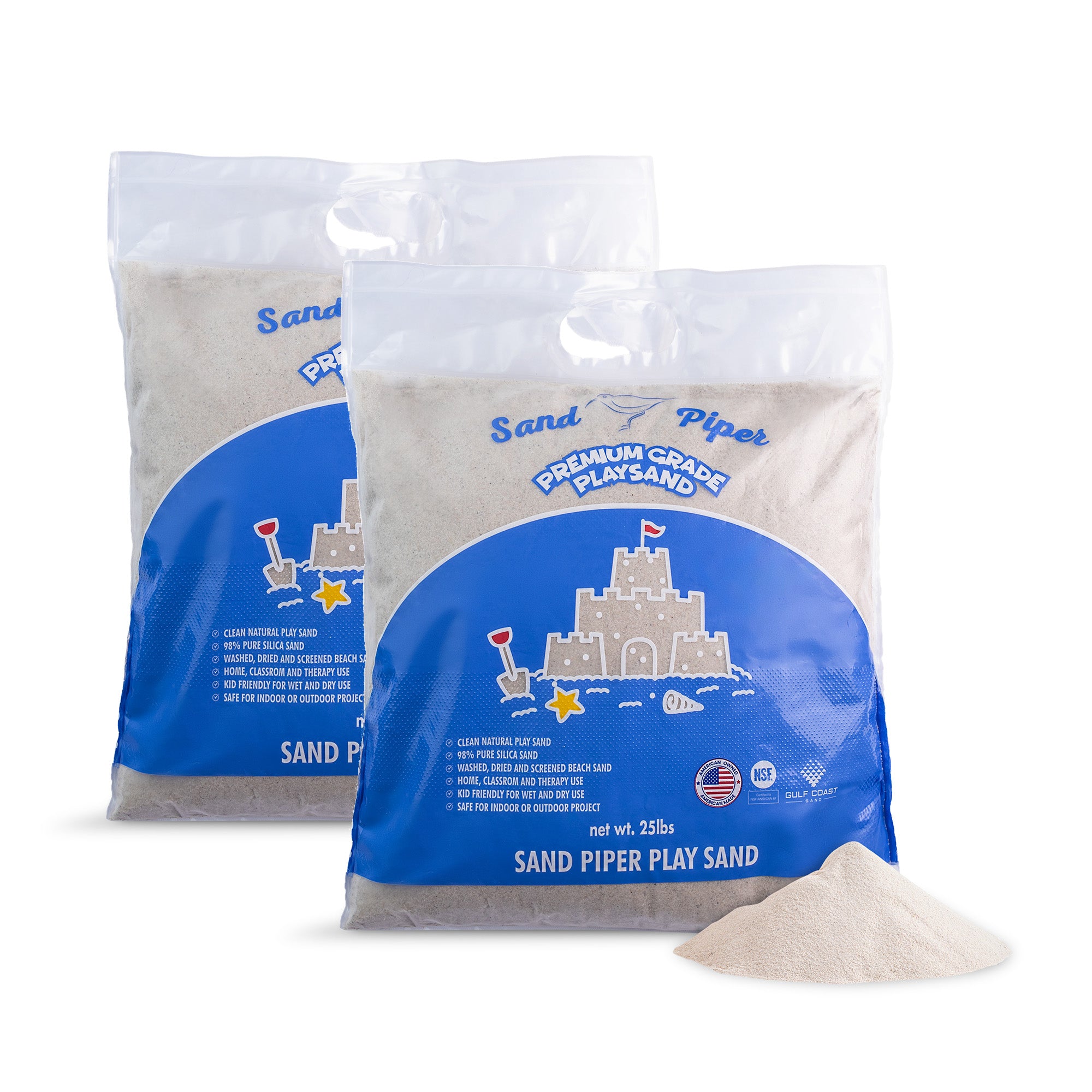 SandPiper 25Lb Premium Grade Multi-Use Play Sand w/Chemical Free Formula, 2 Pack