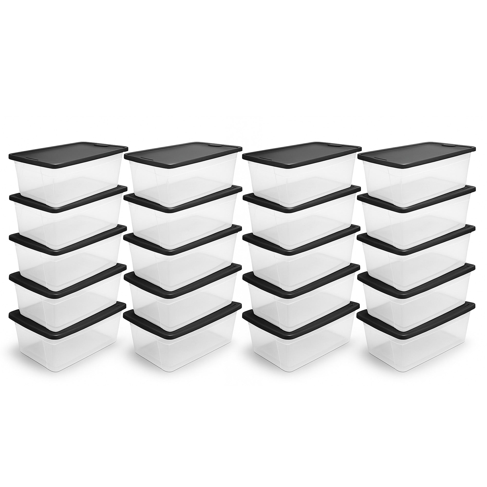 Homz Snaplock 6 Quart Clear Organizer Storage Container Bin with Lid (20 Pack)