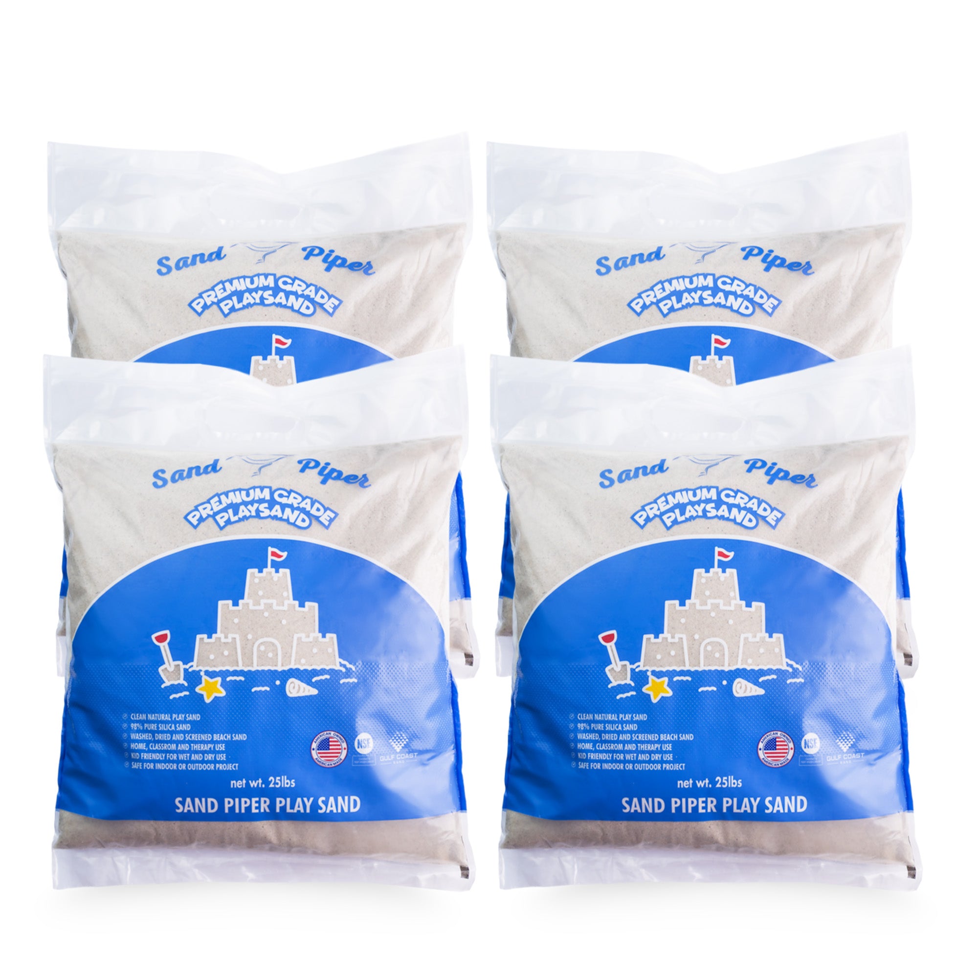 SandPiper 25Lb Premium Grade Multi-Use Play Sand w/Chemical Free Formula, 4 Pack