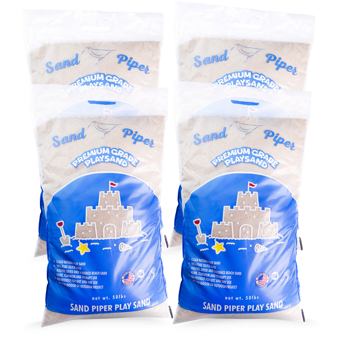 SandPiper 50lb Premium Grade Multi-Use Play Sand, Chemical Free Formula, 4 Pack