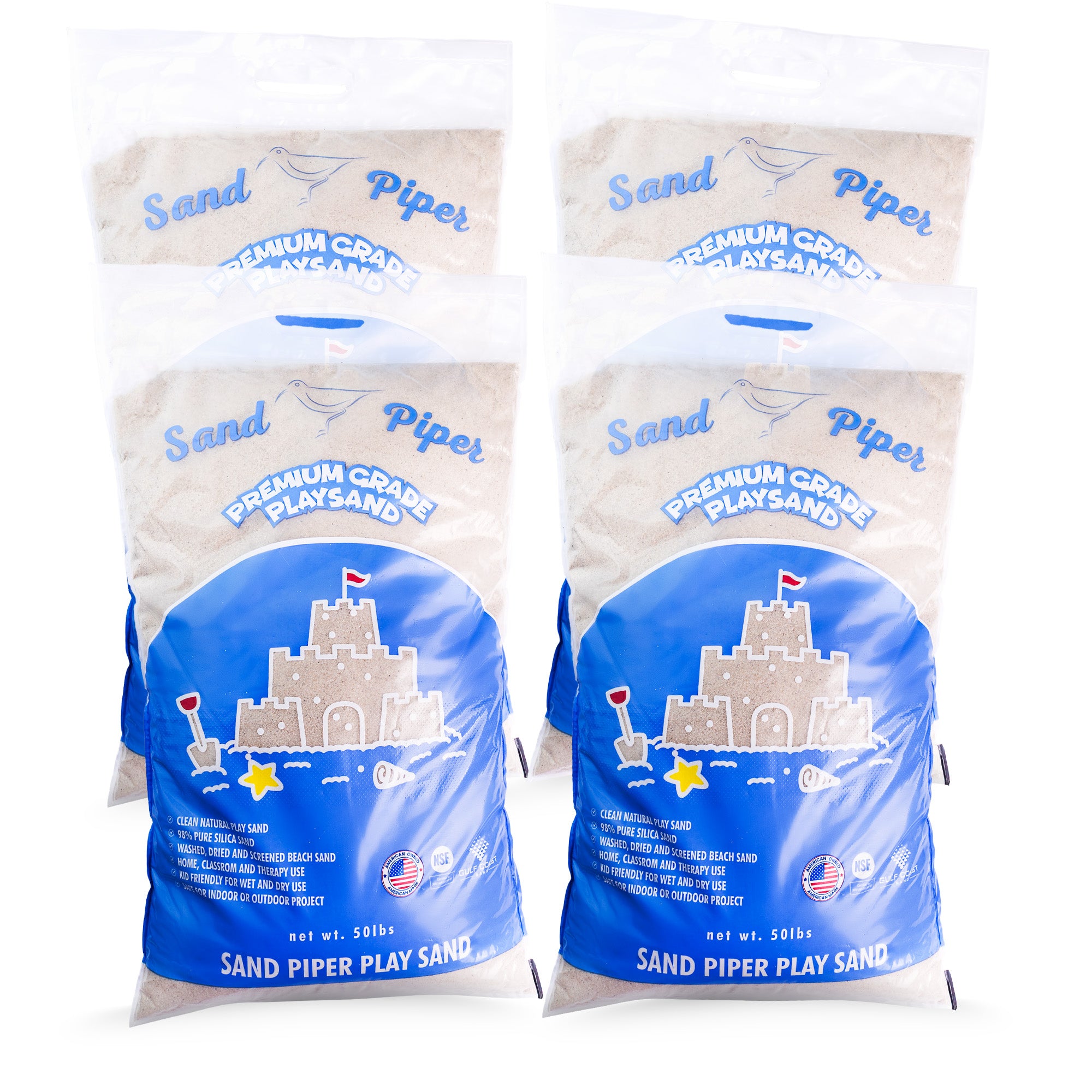 SandPiper 50lb Premium Grade Multi-Use Play Sand, Chemical Free Formula, 4 Pack