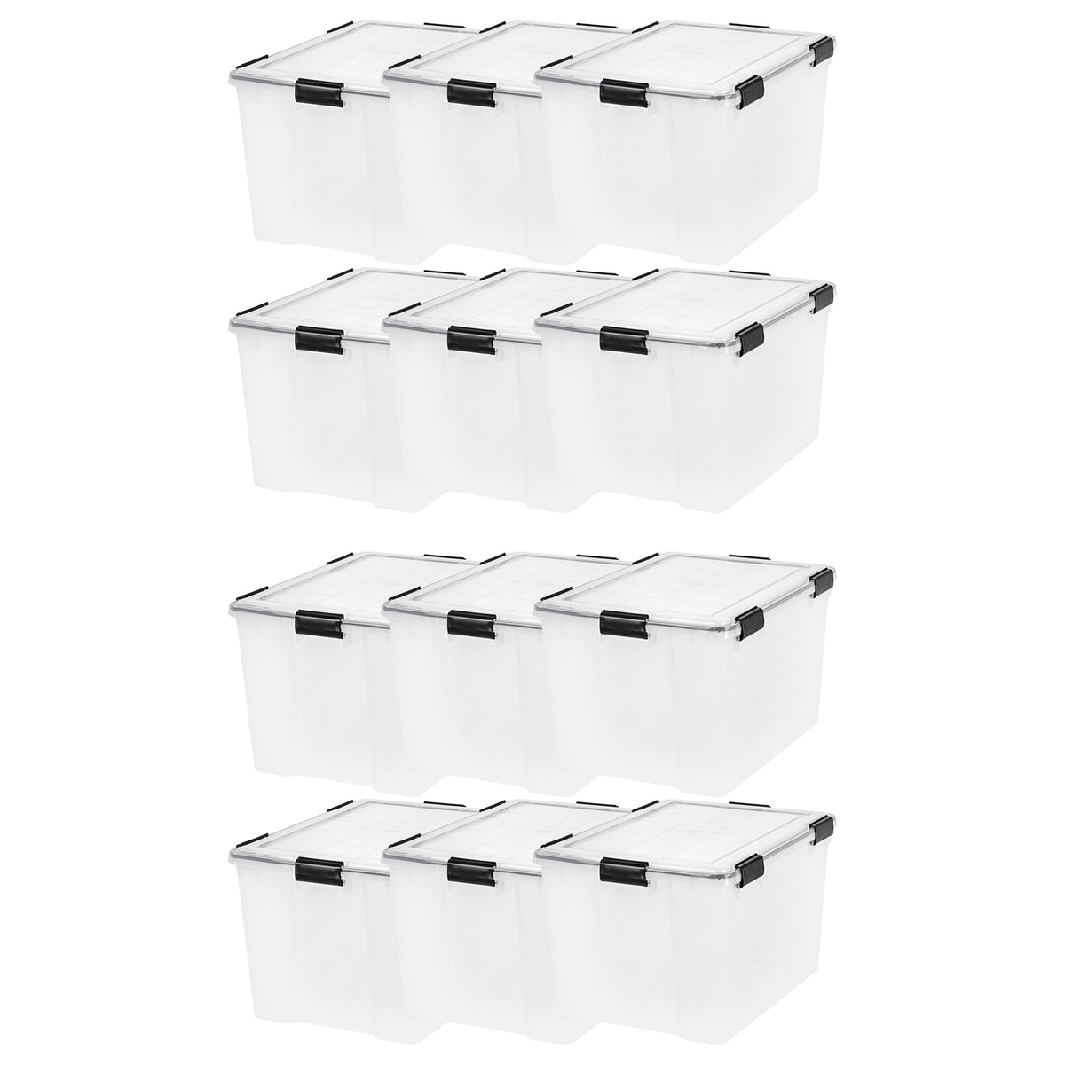 IRIS USA Weathertight 74 Quart Buckle Down Storage Latch Box Container (12 Pack)