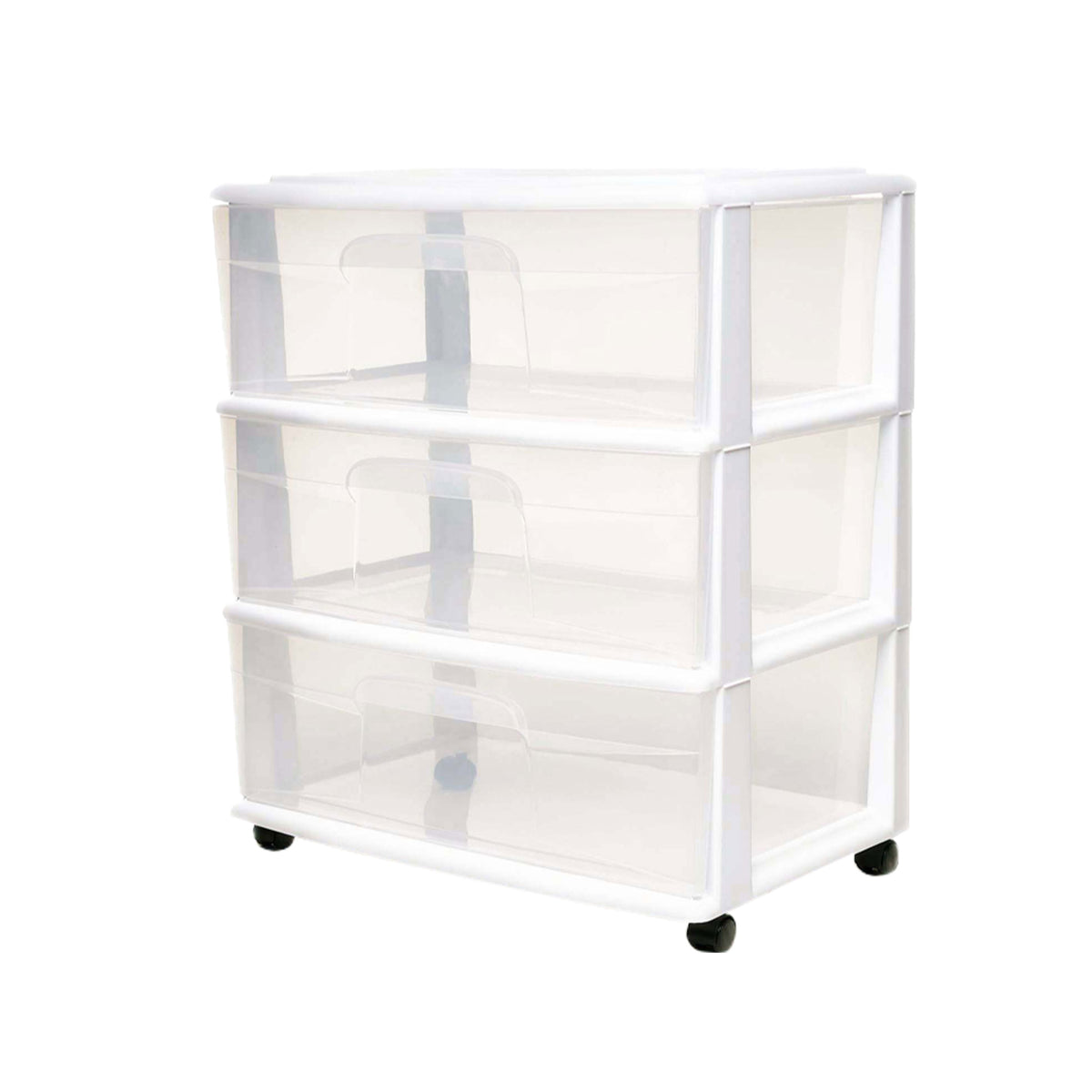 Homz 3 Clear Drawer Small Rolling Storage Container Tower, White Frame (Used) - VMInnovations