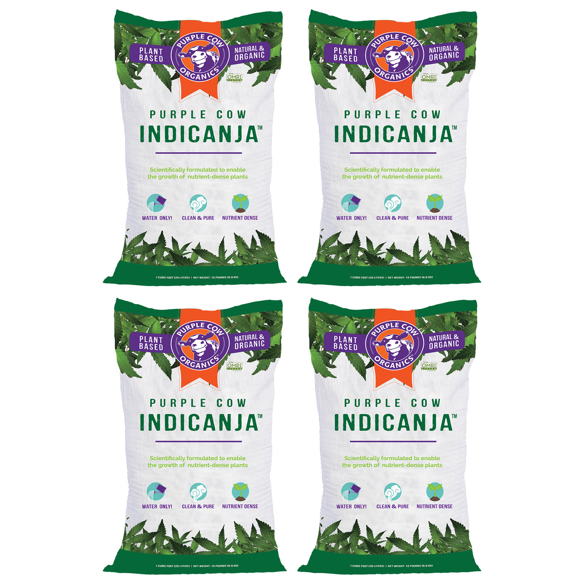 Purple Cow Organics IndiCanja Organic Indoor Living Plant Based Compost Soil (4 Pack)