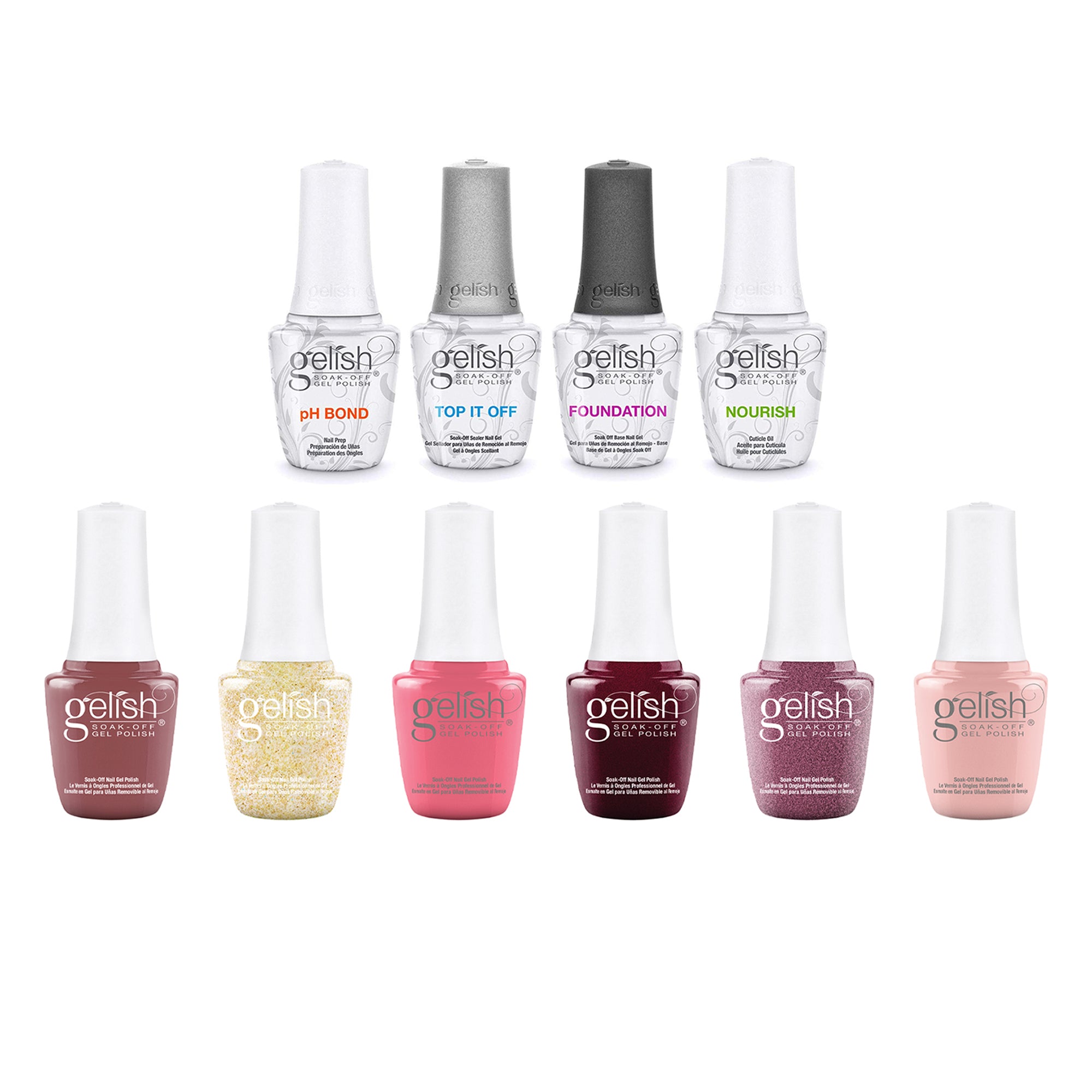 Gelish 15 mL Soak Off Gel Nail Polish Kit & Mini Soak Off Gel Nail Polish Set - VMInnovations