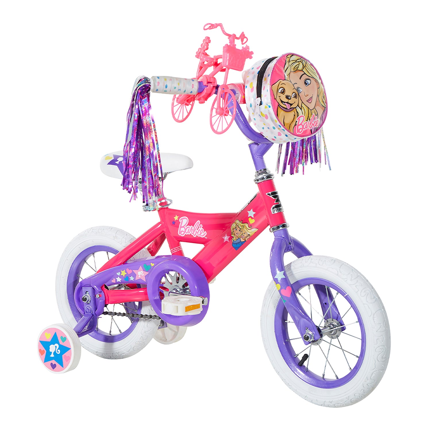 Dynacraft Kid's 12 Inch BMX Street Bike with Training Wheels, Barbie (For Parts)