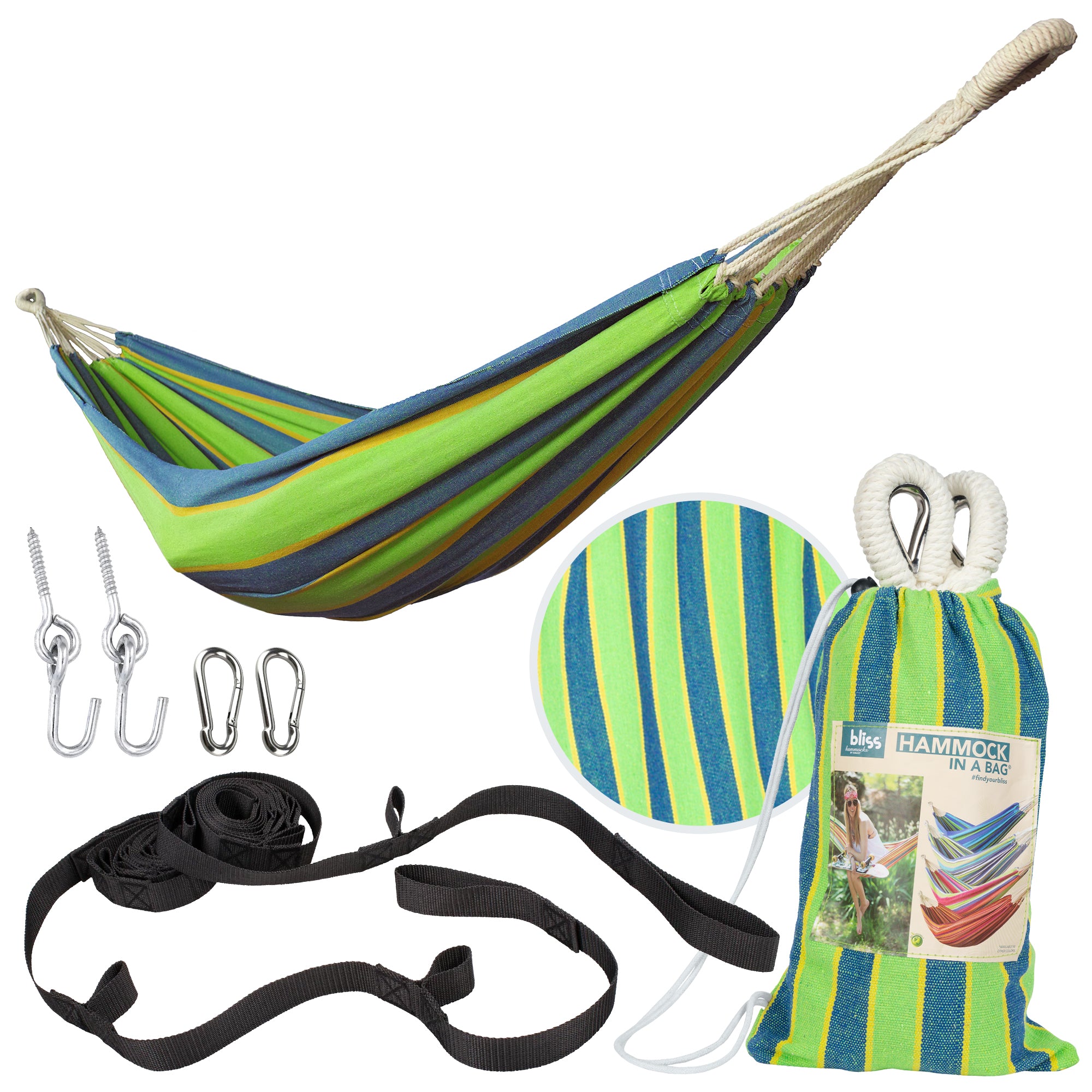 Bliss Hammocks Single Hammock w/ Rope Loops & Tree Straps, 220lb (Used) - VMInnovations