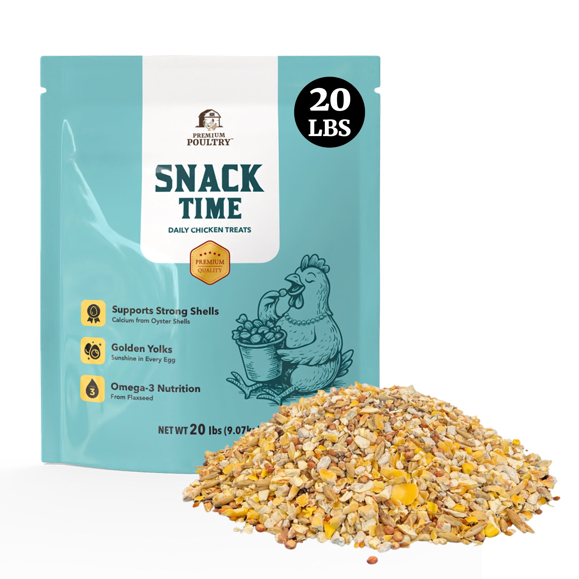 Premium Poultry Snack Time Treat Mix, Supports Egg Shells & Yolk, 20 lb, 2 Pack