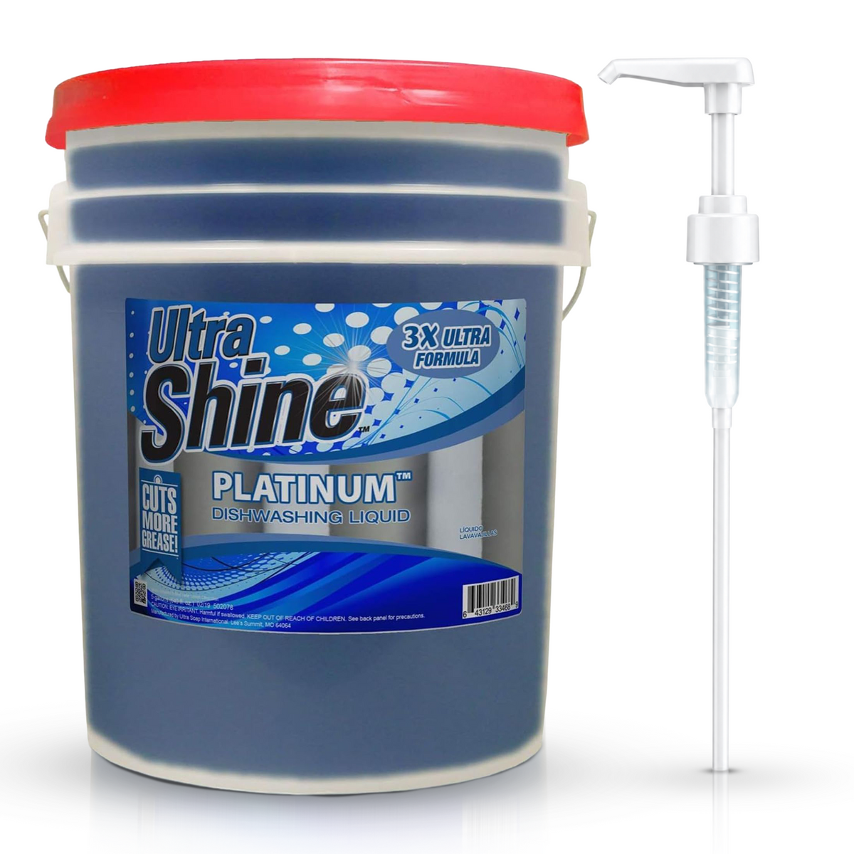 Ultra Shine™ 3X Platinum™ Dishwashing Liquid - Grease Remover, 5 Gallon, Blue