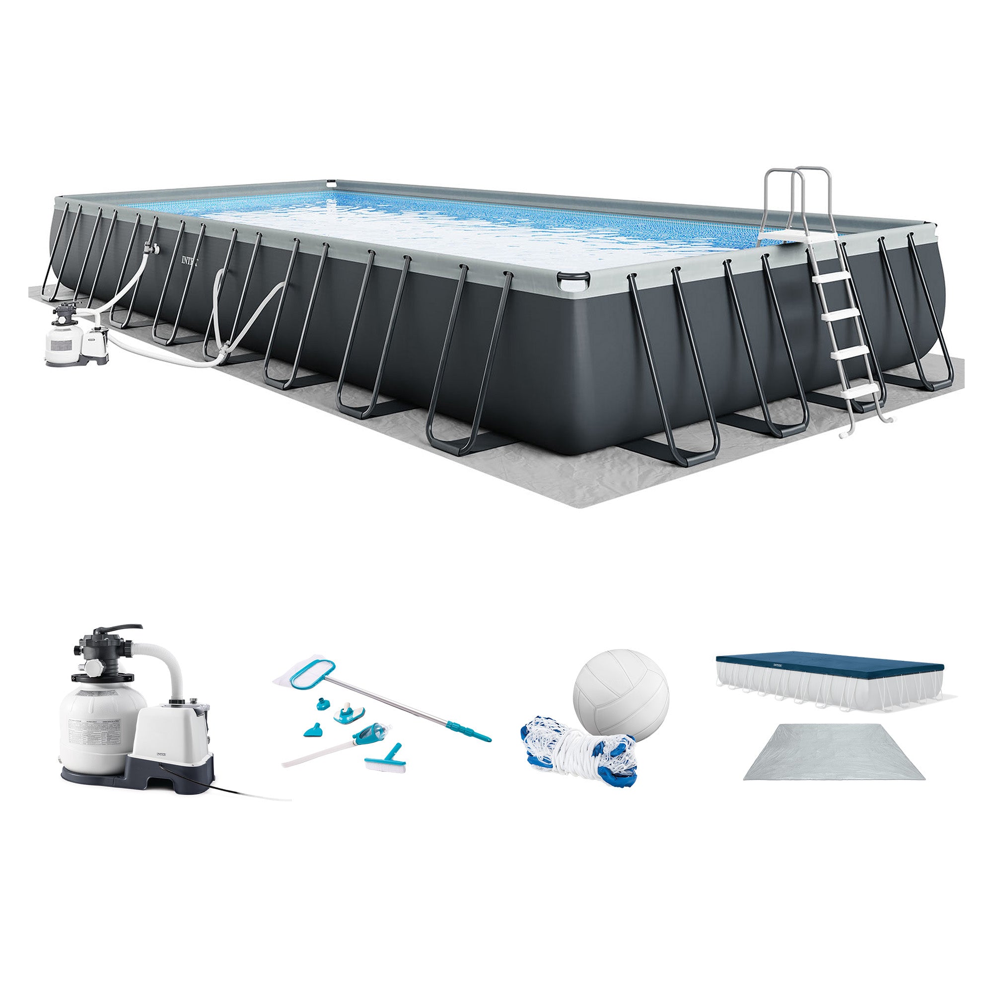 Intex 32' x 16' x 52" Ultra XTR Rectangular Inflatable Pool Set with Deluxe Maintenance Kit