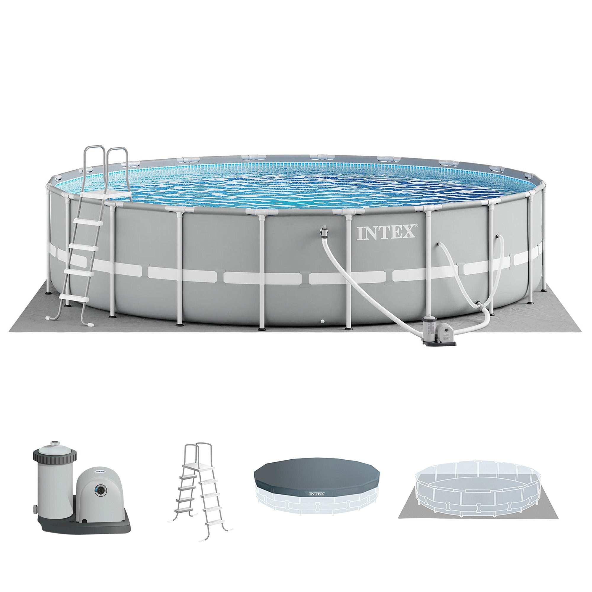 Intex 20ft x 52in Prism Frame Above Ground Swimming Pool Set with Filter Pump