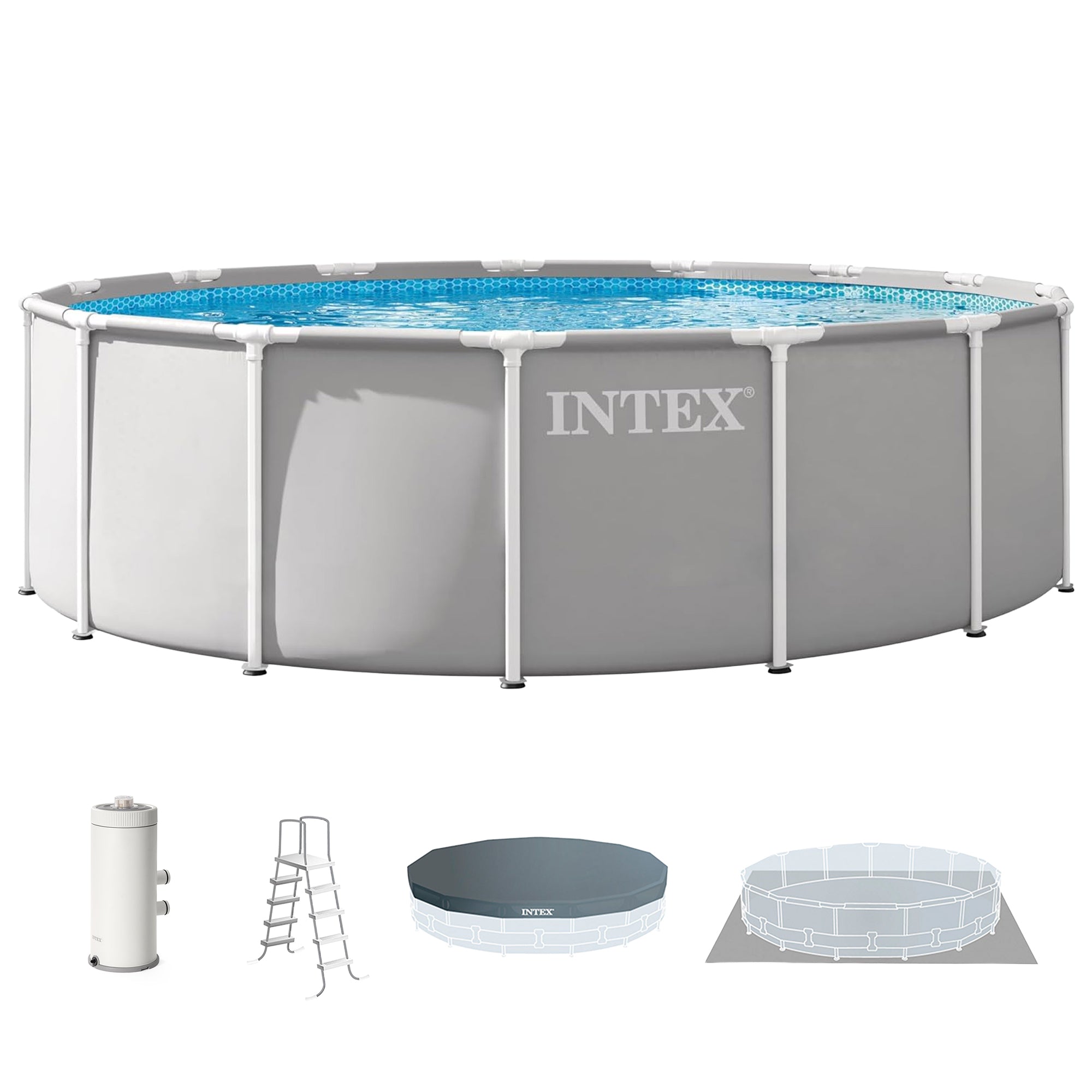 INTEX Prism Frame 15ft x 48in Premium Above Ground Pool Set w Filter Pump (Used) - VMInnovations