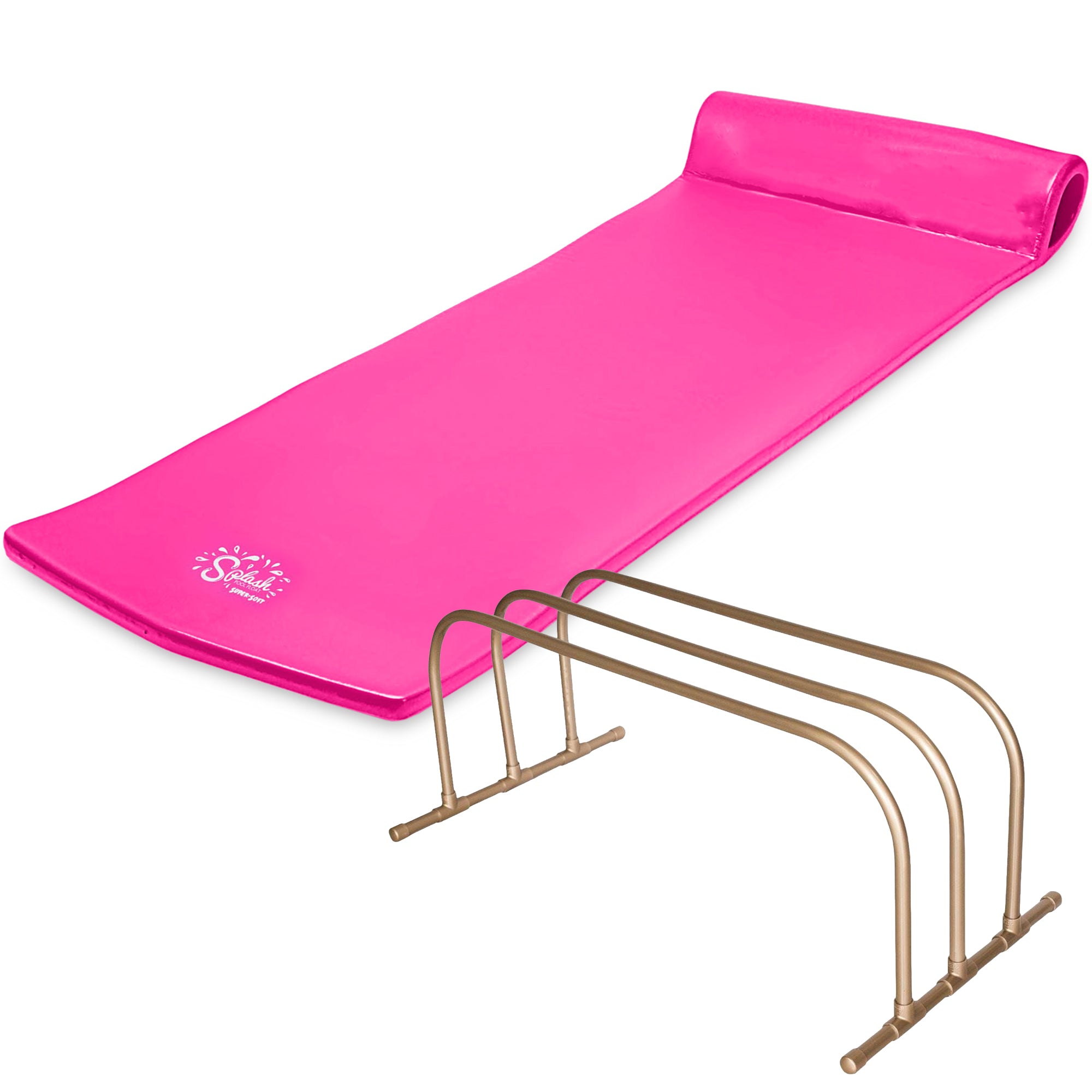 TRC Recreation PVC Pool Storage Drying Rack w/ 70 Inch Lounger Pool Float Pink