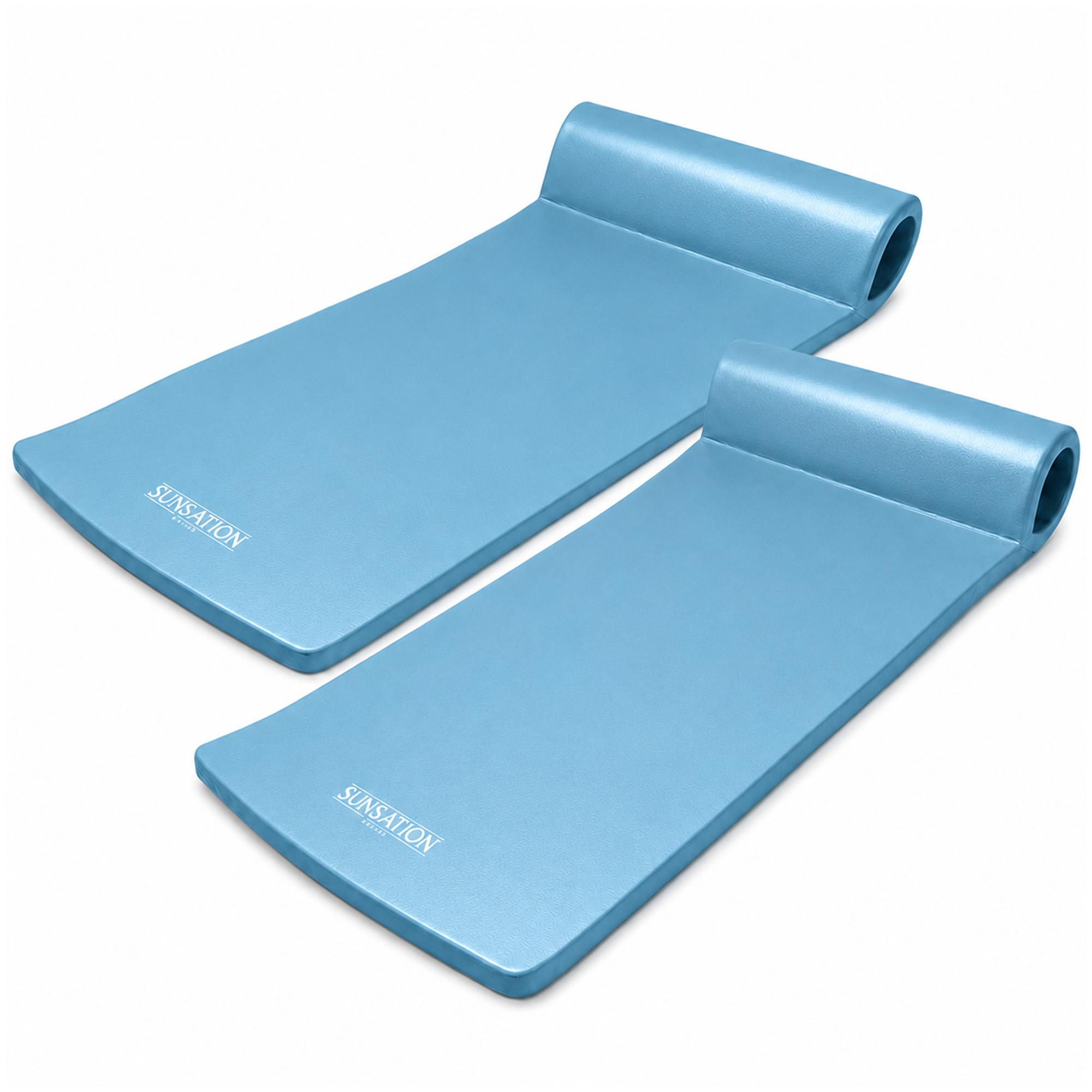 Texas Recreation Sunsation 70 Inch Foam Raft Lounger Pool Float, Blue (2 Pack)