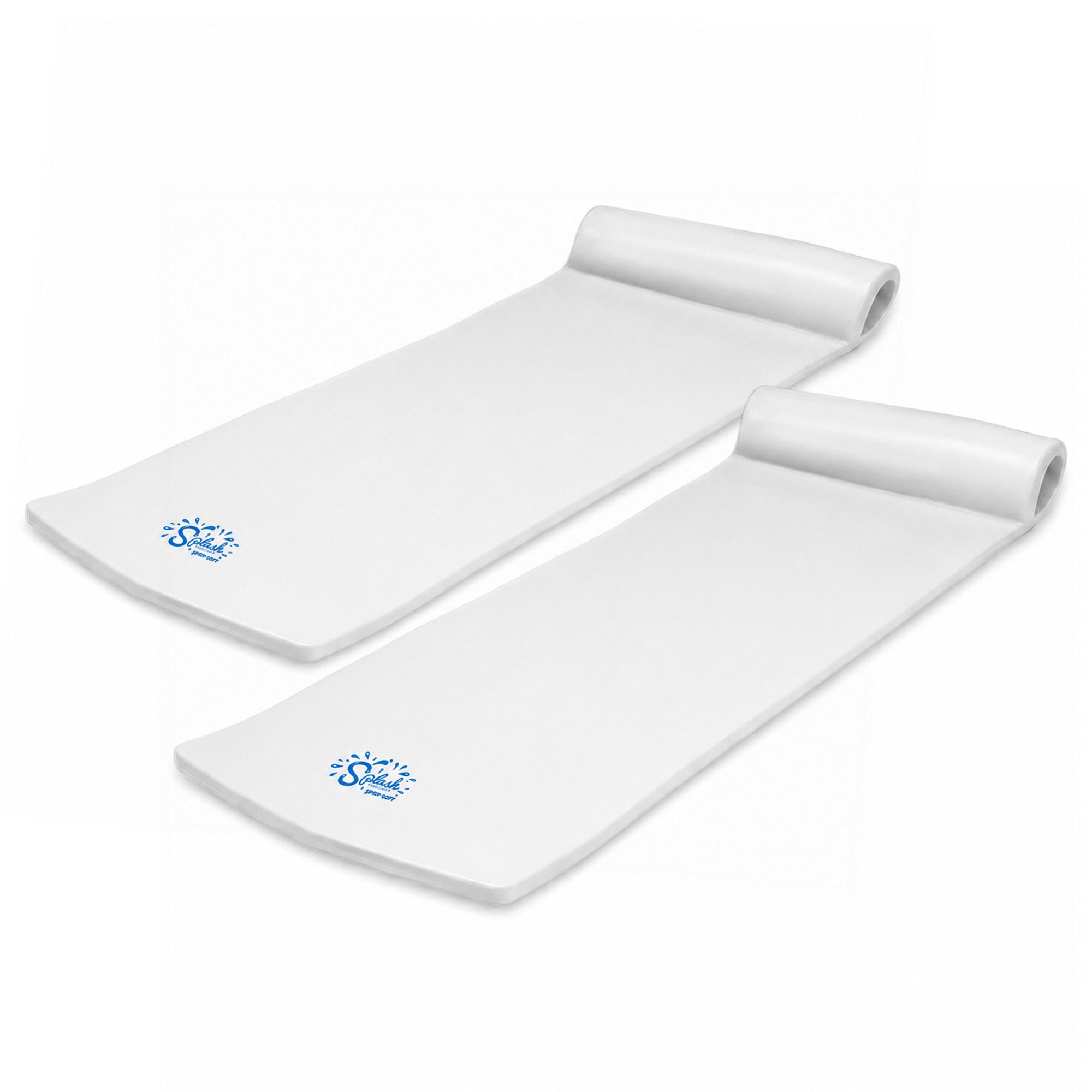 TRC Recreation Splash 1.25" Thick Foam Swimming Pool Float Lounger Mat, White