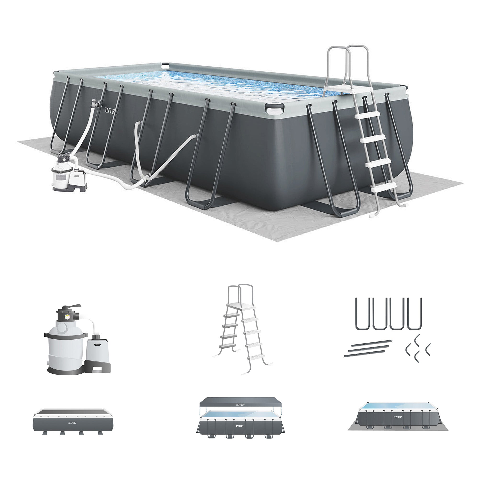 Intex 24'x12'x 52" Rectangular Ultra XTR Frame Swimming Pool w/ Pump(Open Box)