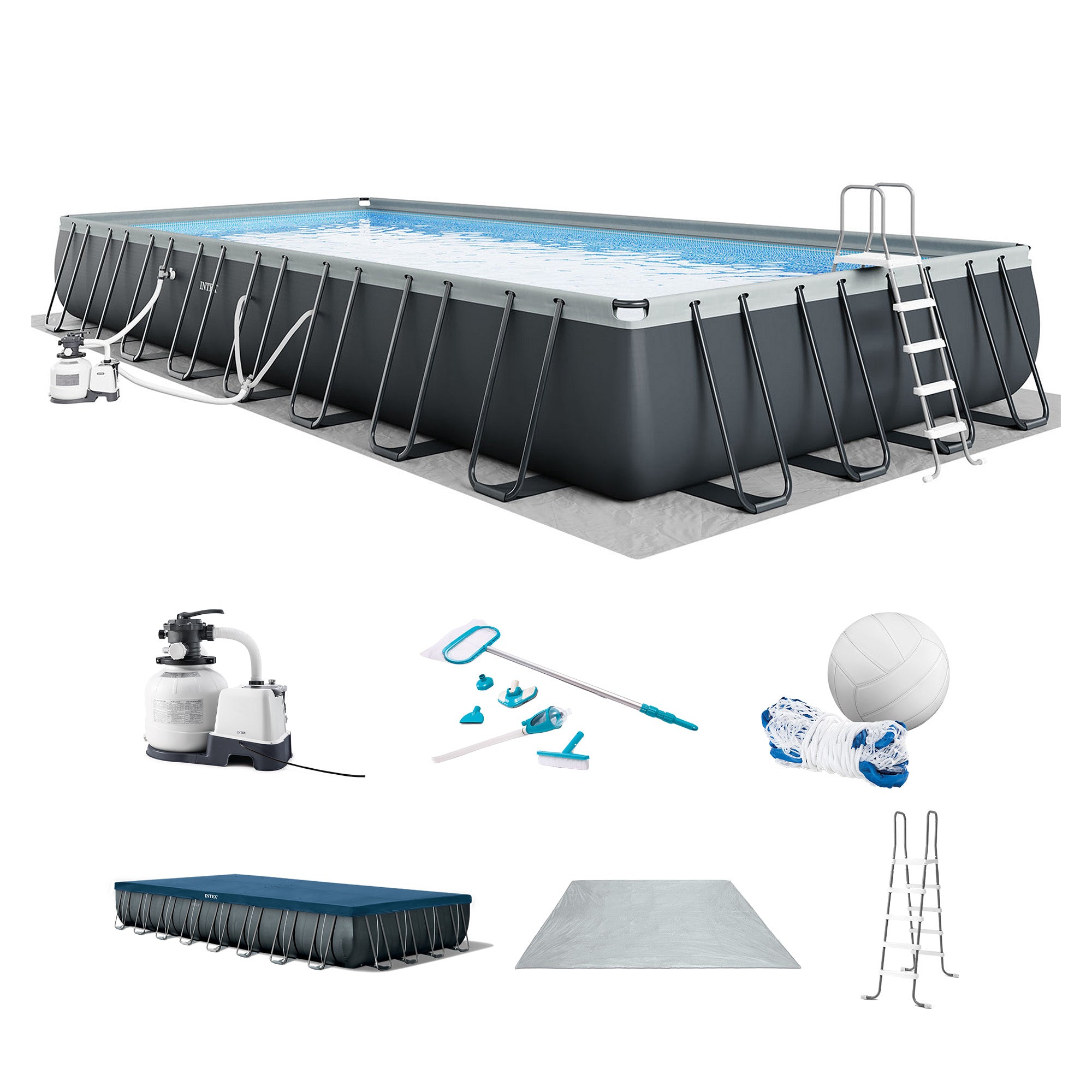 Intex 32 Ft x 16 Ft x 52 Inch Ultra XTR Rectangular Pool Set with Pump (Used) - VMInnovations