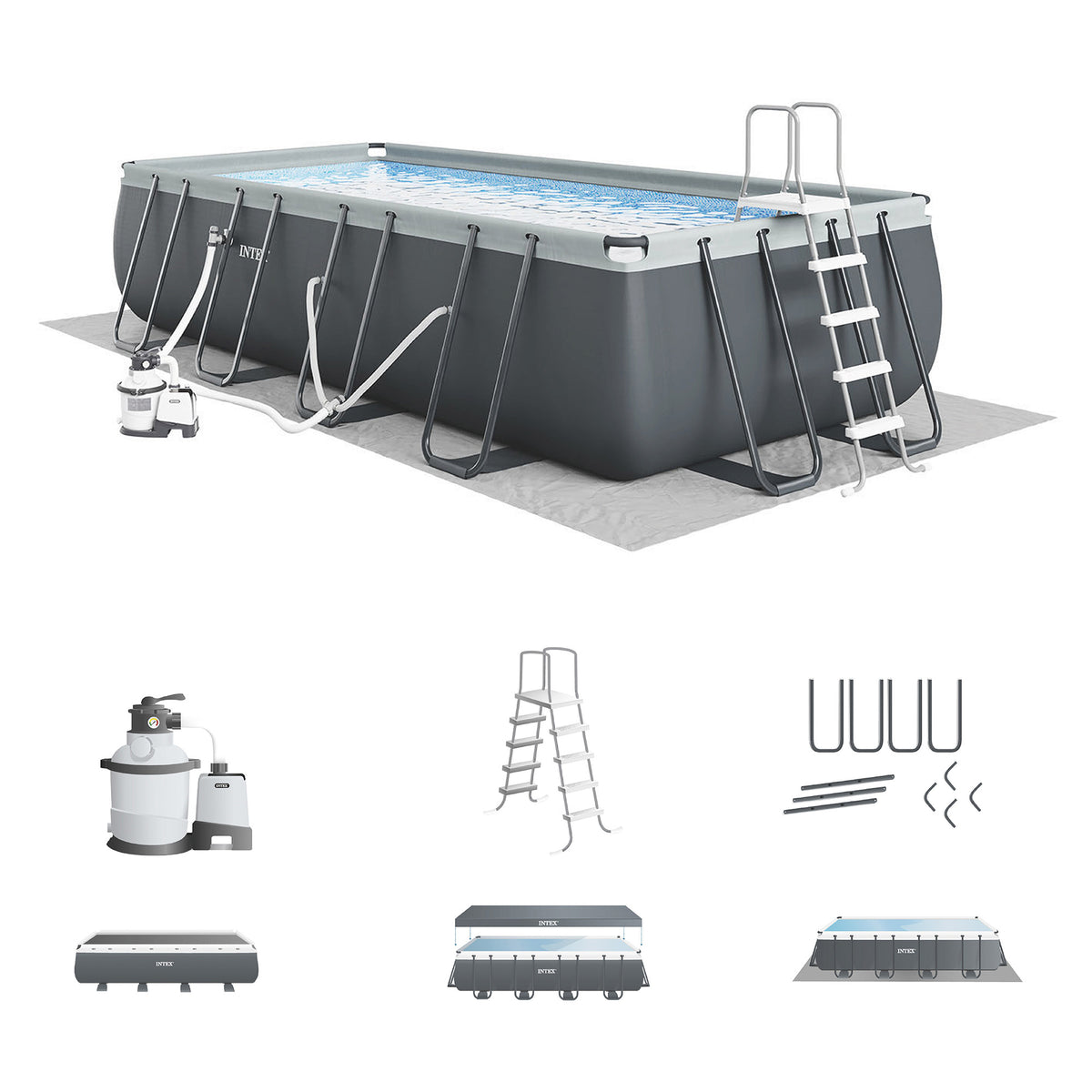 Intex 24'x12'x 52" Rectangular Ultra XTR Frame Swimming Pool w/ Pump(Open Box)