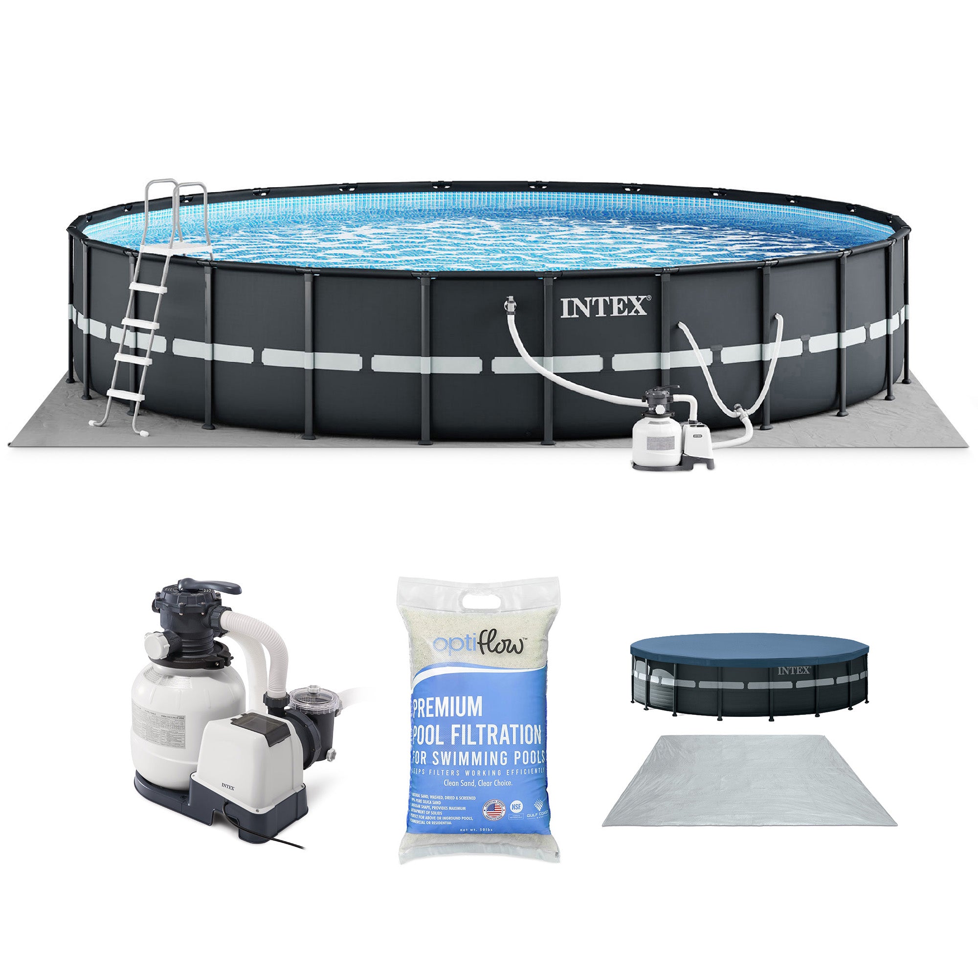 Intex Ultra XTR Frame 24'x52" Above Ground Pool and OptiFlow Premium Filter Sand - VMInnovations