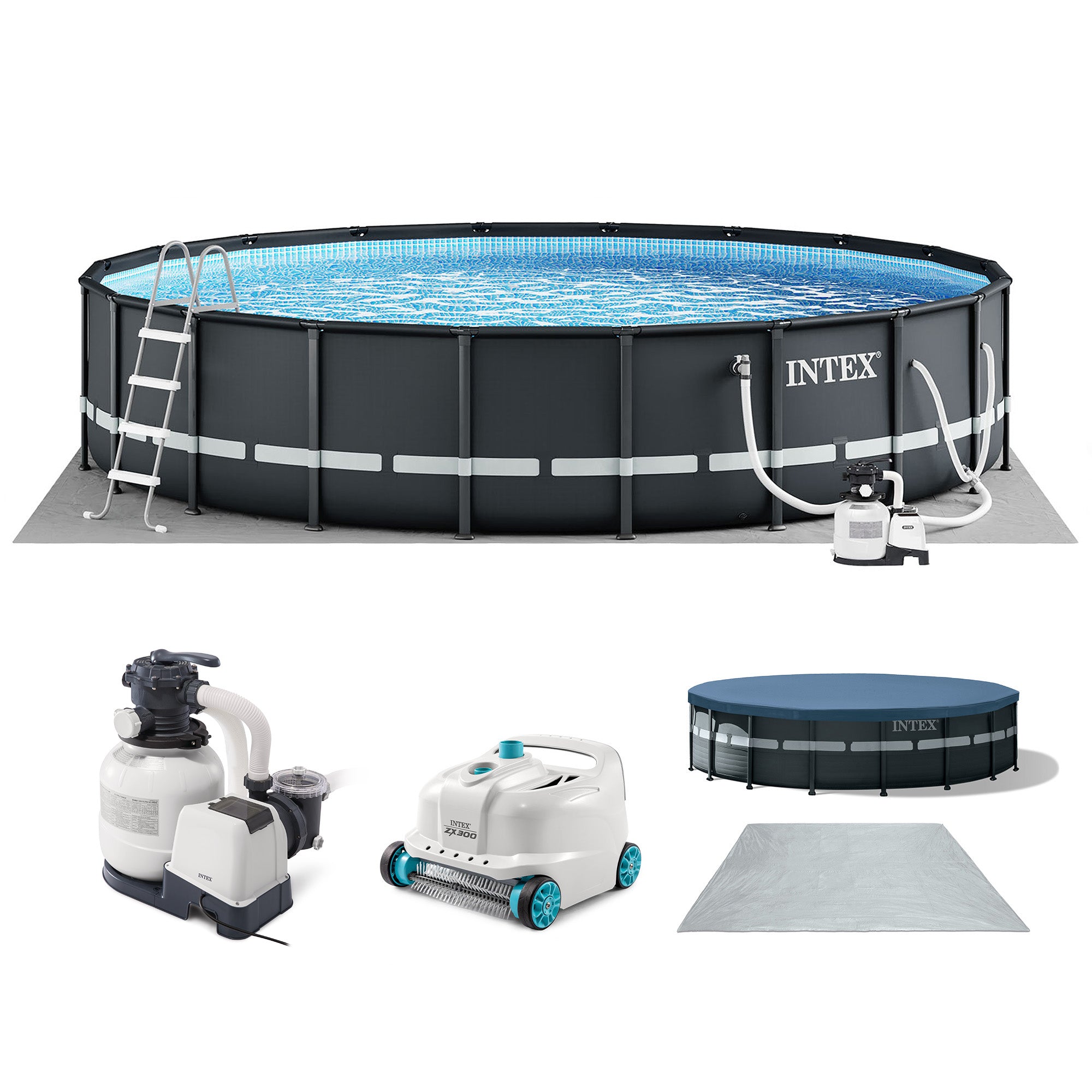 INTEX 26333EH 20' x 48" Round Ultra XTR Frame Swimming Pool Set w/ Robot Vacuum - VMInnovations