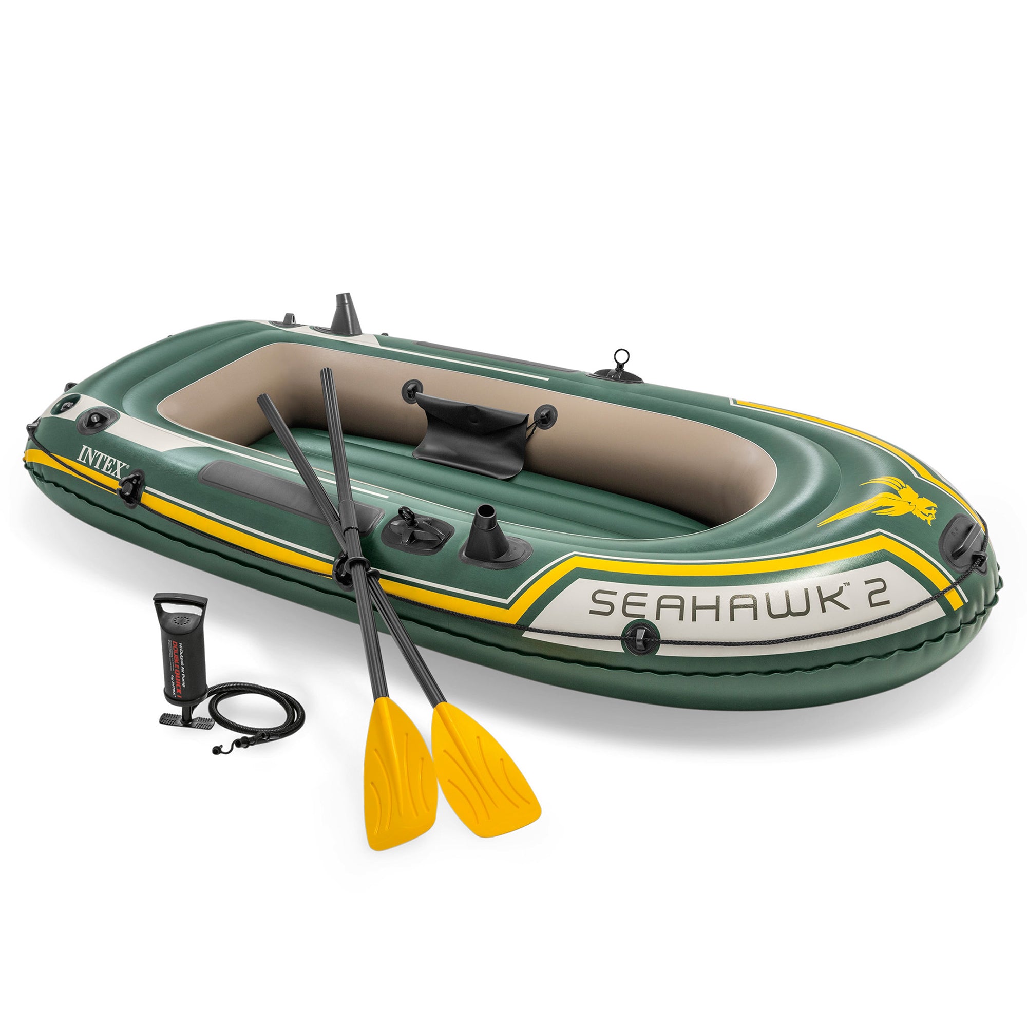 Intex Seahawk 2 Inflatable 2 Person Floating Boat Raft Set with Oars & Air Pump