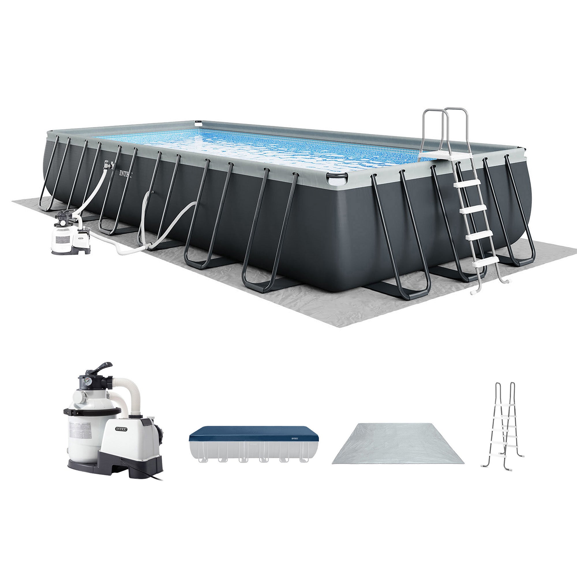 Intex 24' x 12' x 52" Rectangular Ultra XTR Frame Pool w/ Sand Filter (Used)